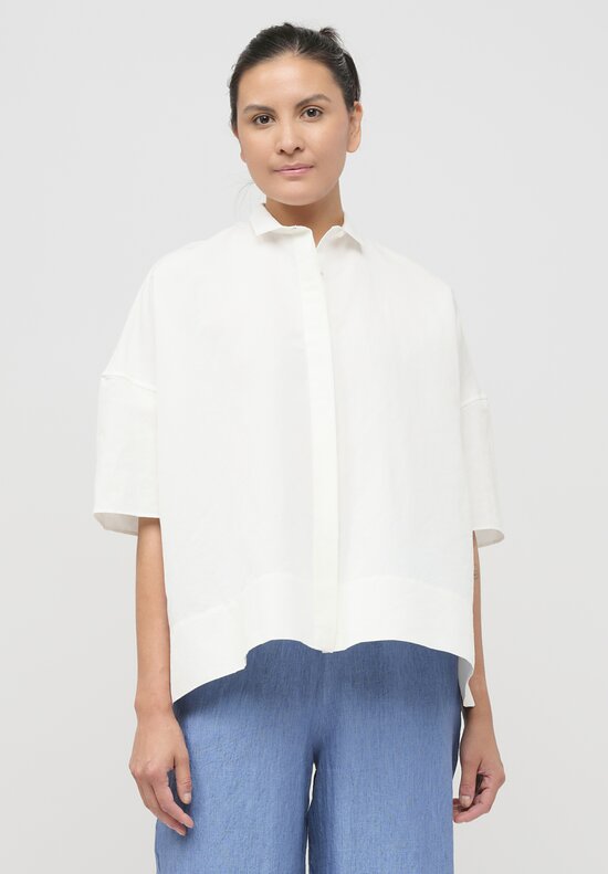 Asciari Cotton & Linen Hiera Shirt in Natural White	