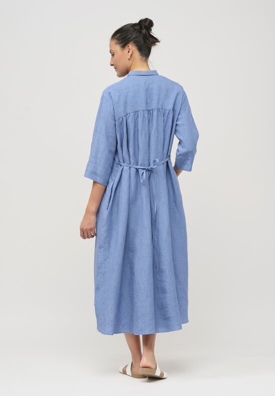 Asciari Linen Ginger Dress in Dusty Blue	