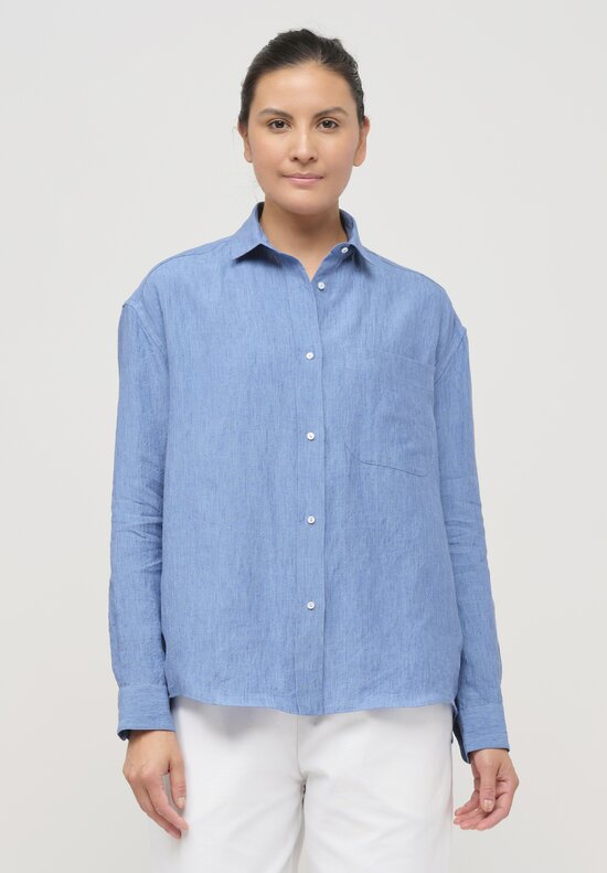 Asciari Linen Erin Shirt in Dusty Blue	