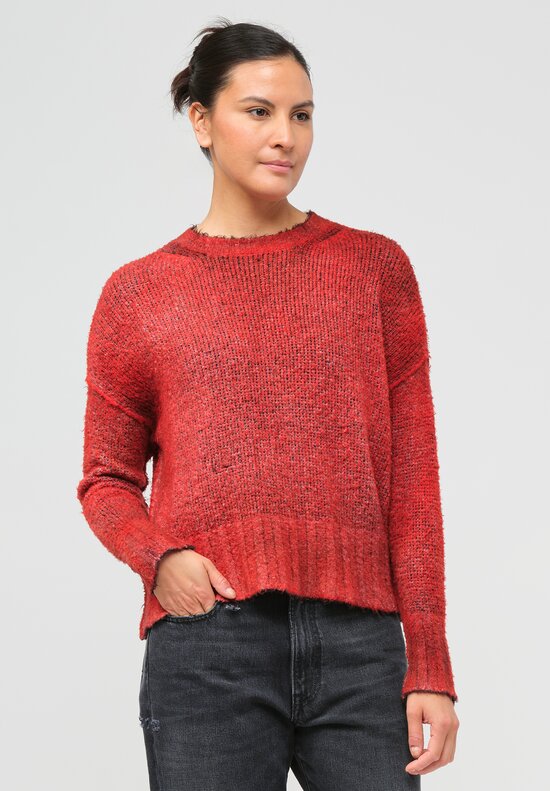 Avant Toi Cotton Hand-Painted Sweater in Nero Camelia Red	