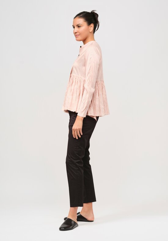 Christian Peau Gathered Silk Top in Dusty Pink