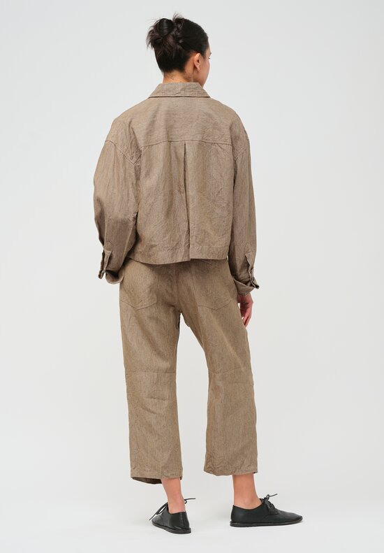 Forme d'Expression Woven Ramie & Linen Oversized Trucker Jacket in Reed	