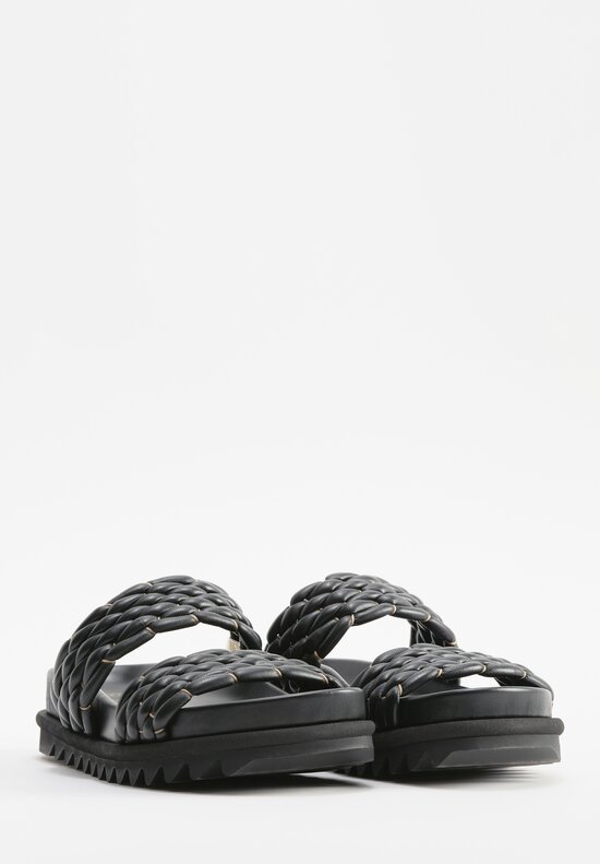 Dries Van Noten Braided Leather Dual Band Sandals in Black