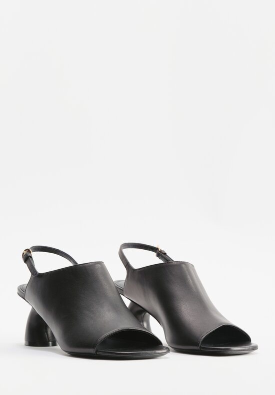 Dries Van Noten Leather Slingback Mule Sandals in Black