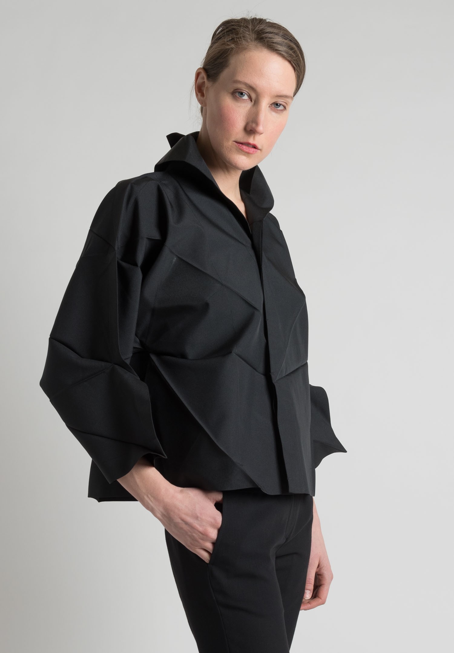 Issey Miyake 132 5. Short Origami Button Down Jacket with Asymmetrical ...