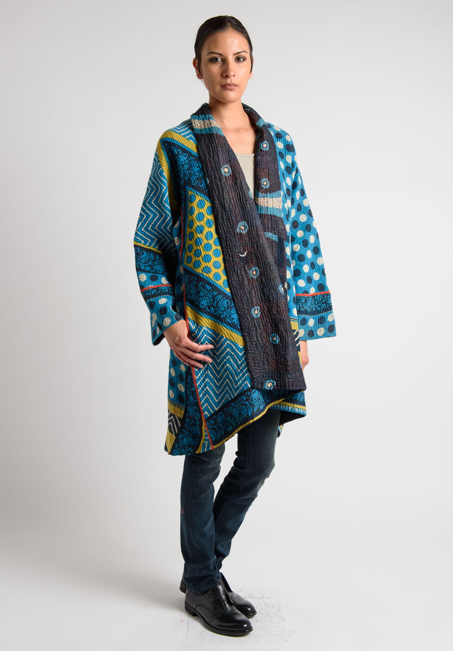 Mieko Mintz Reversible Long Kimono Jacket in Blue | Santa Fe Dry Goods ...