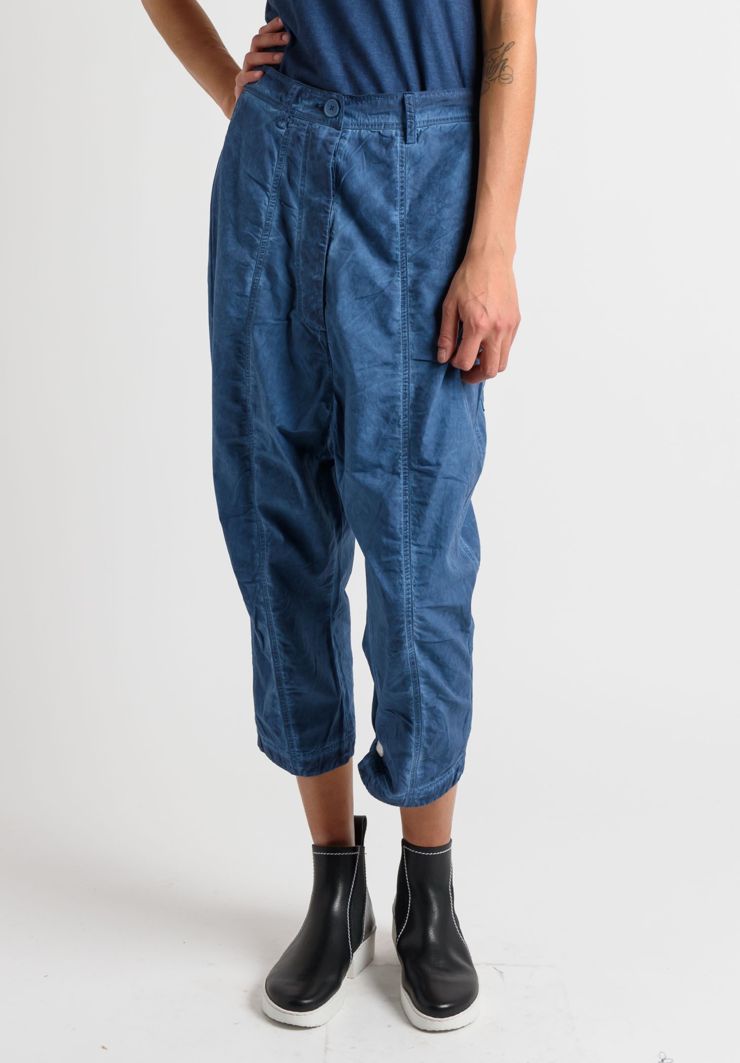 Rundholz Black Label Drop Crotch Cropped Pants in Blueberry | Santa Fe ...