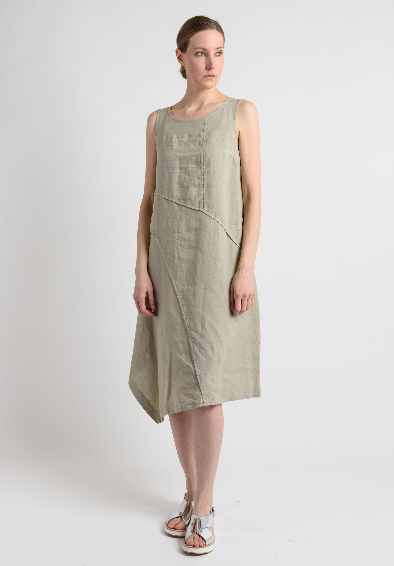 Oska Linen Asymmetrical A-Line Dress in Beige | Santa Fe Dry Goods ...
