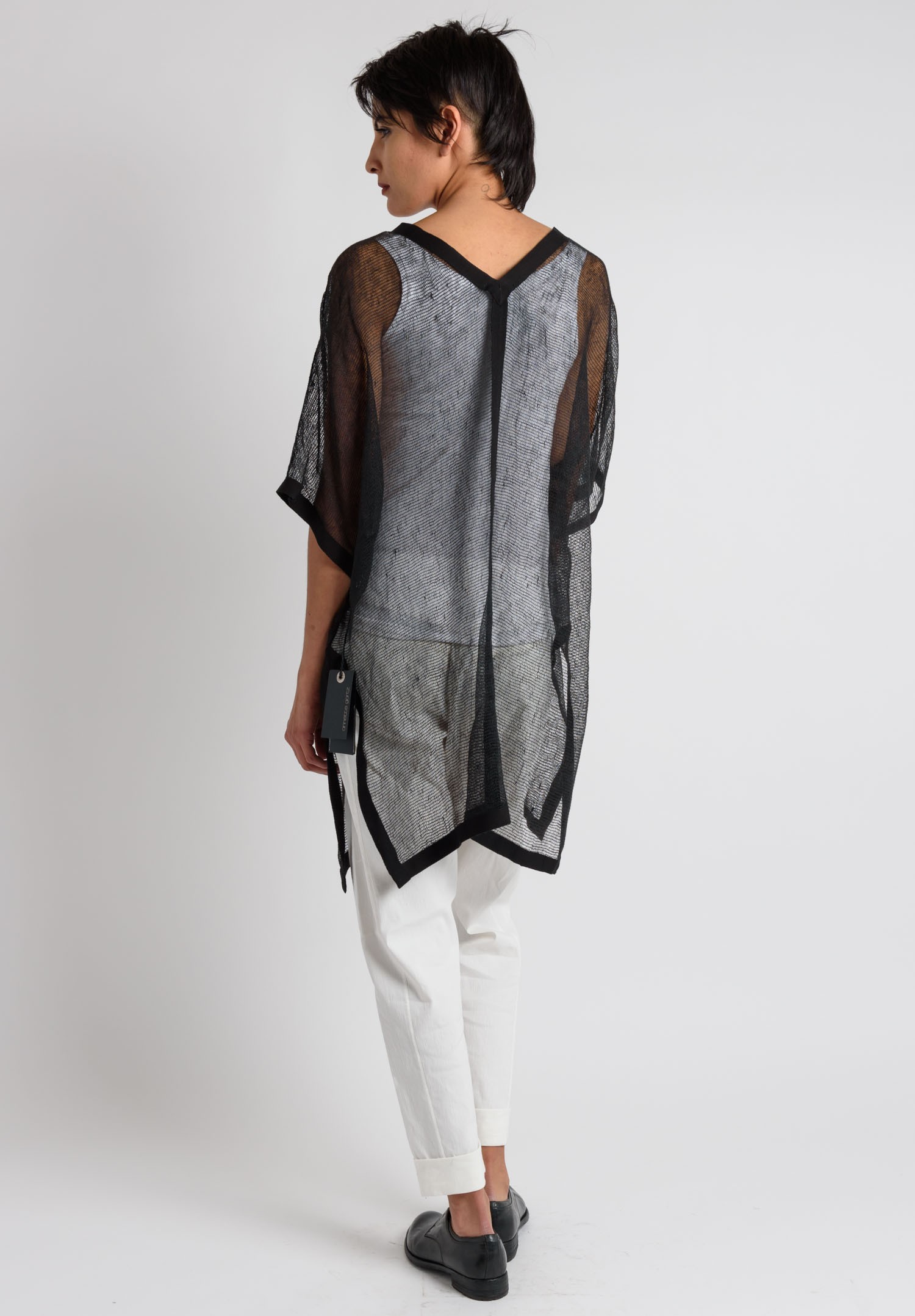 Annette Görtz Linen Short Sleeve Net Tunic in Black | Santa Fe Dry ...