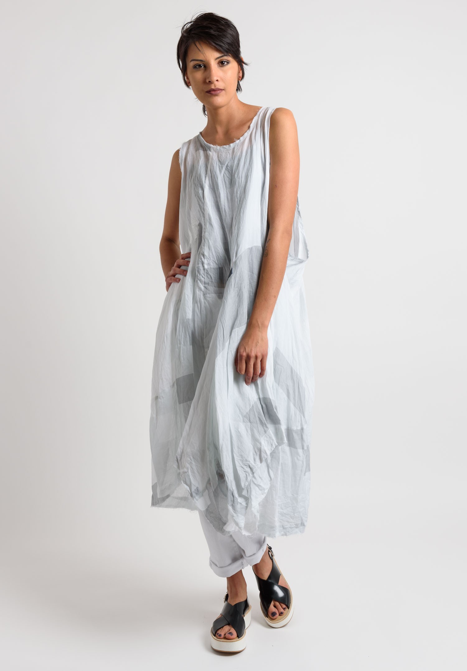 Rundholz Ramie Sheer Tank Dress in White | Santa Fe Dry Goods Trippen ...