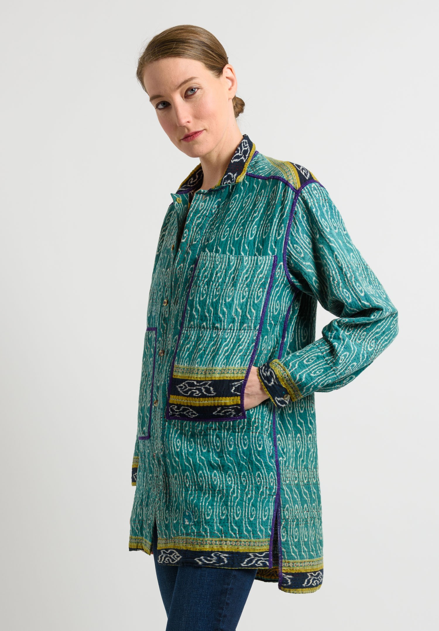 Mieko Mintz Reversible Shirt Jacket in Green/Navy | Santa Fe Dry Goods ...