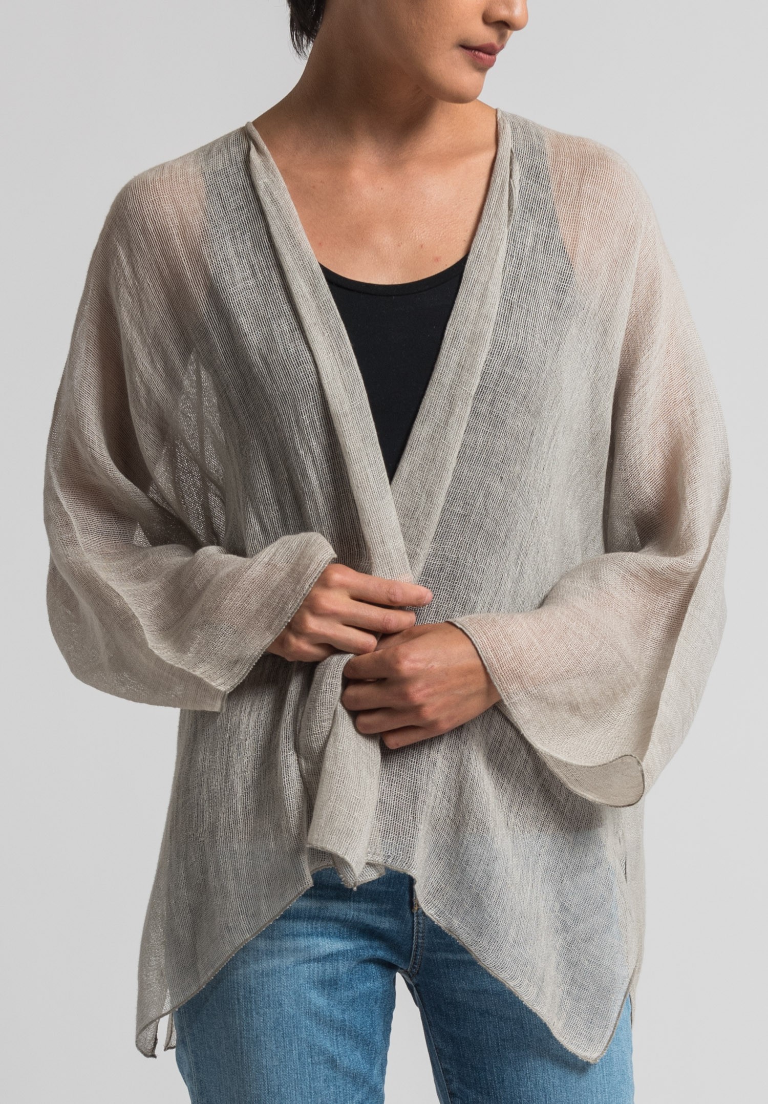 Shi Linen Gauze Open Cardigan in Nickel Santa Fe Dry Goods . . Wild Life