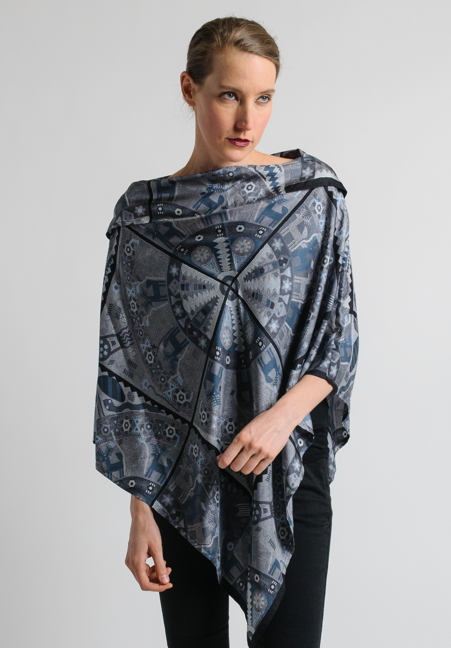 Pineda Covalin Tepari Silk Poncho in Grey | Santa Fe Dry Goods Trippen ...