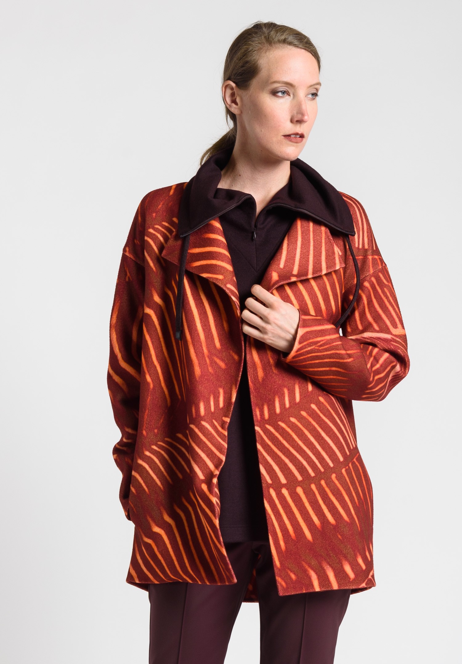 Akris Wool Gilly Coat in Miracle Berry/Orange | Santa Fe Dry Goods