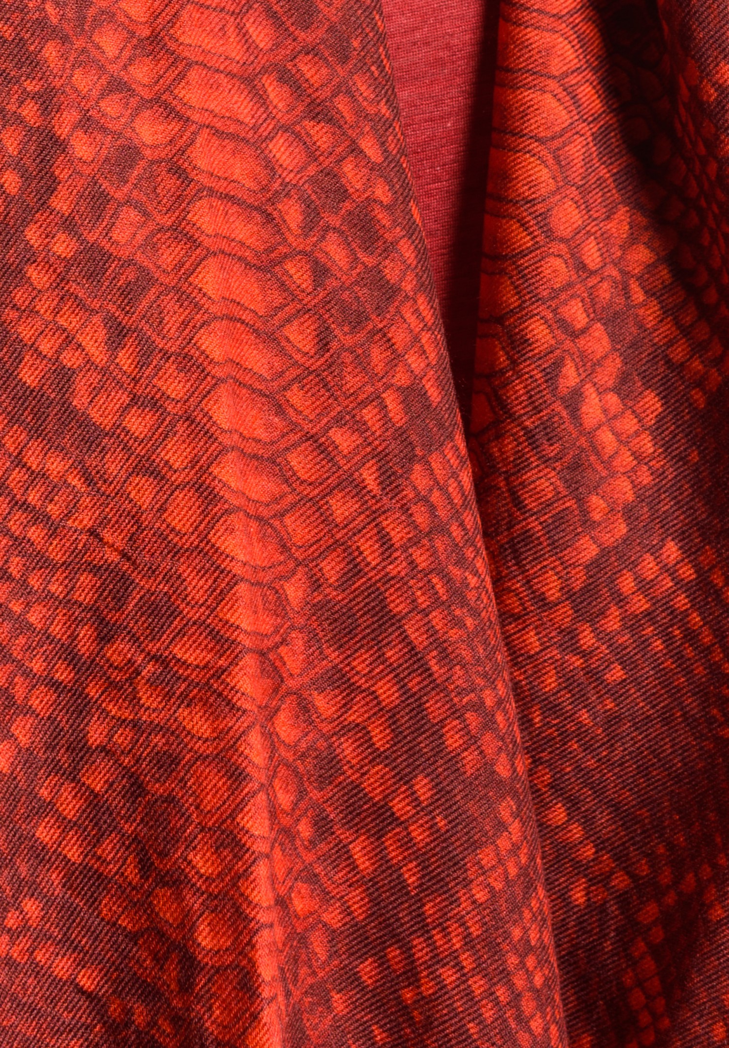 Akris Cashmere/Silk Snake Skin Print Scarf in Red Santa Fe Dry Goods