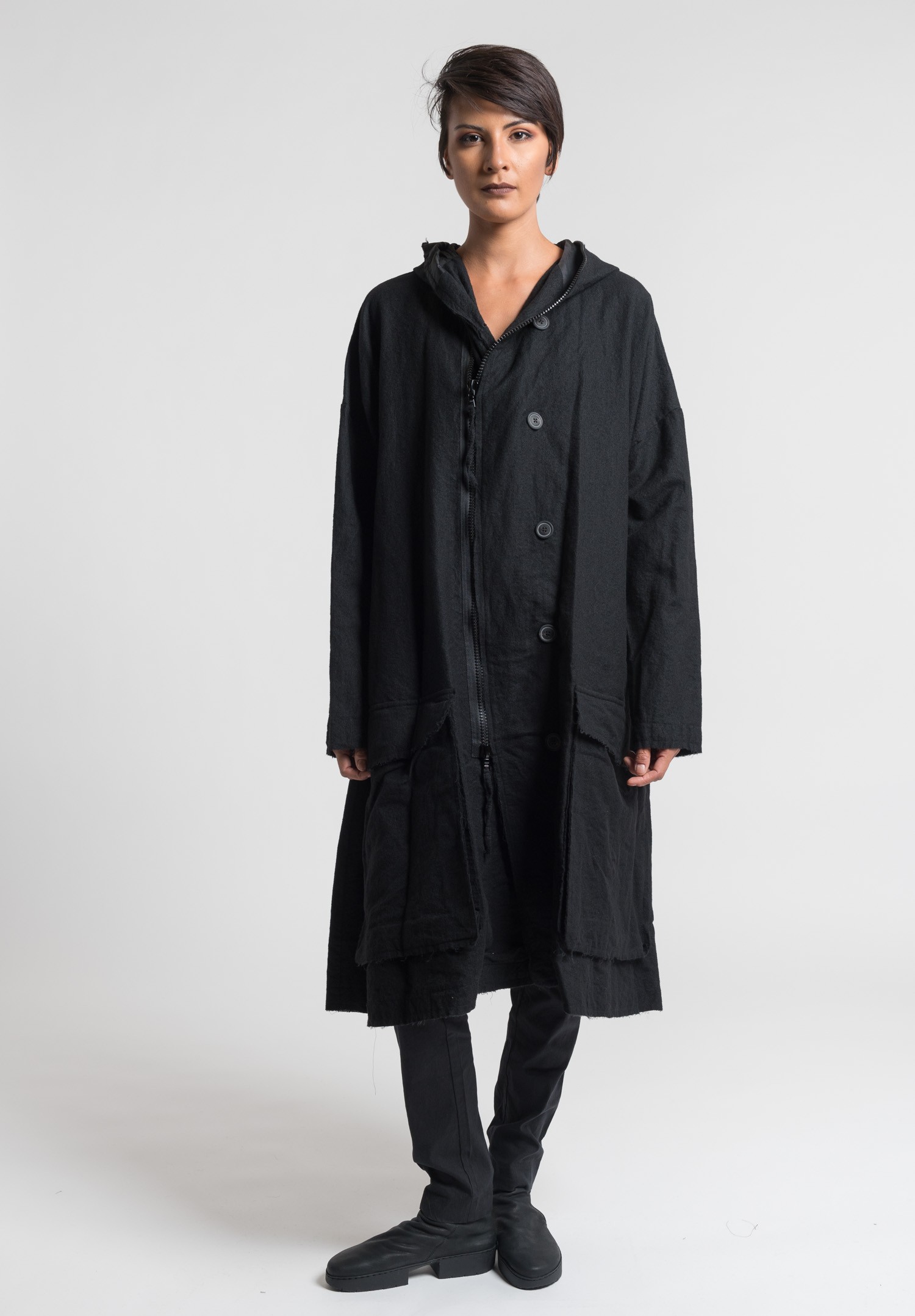 Rundholz Hooded A-Line Coat in Charcoal | Santa Fe Dry Goods Trippen ...