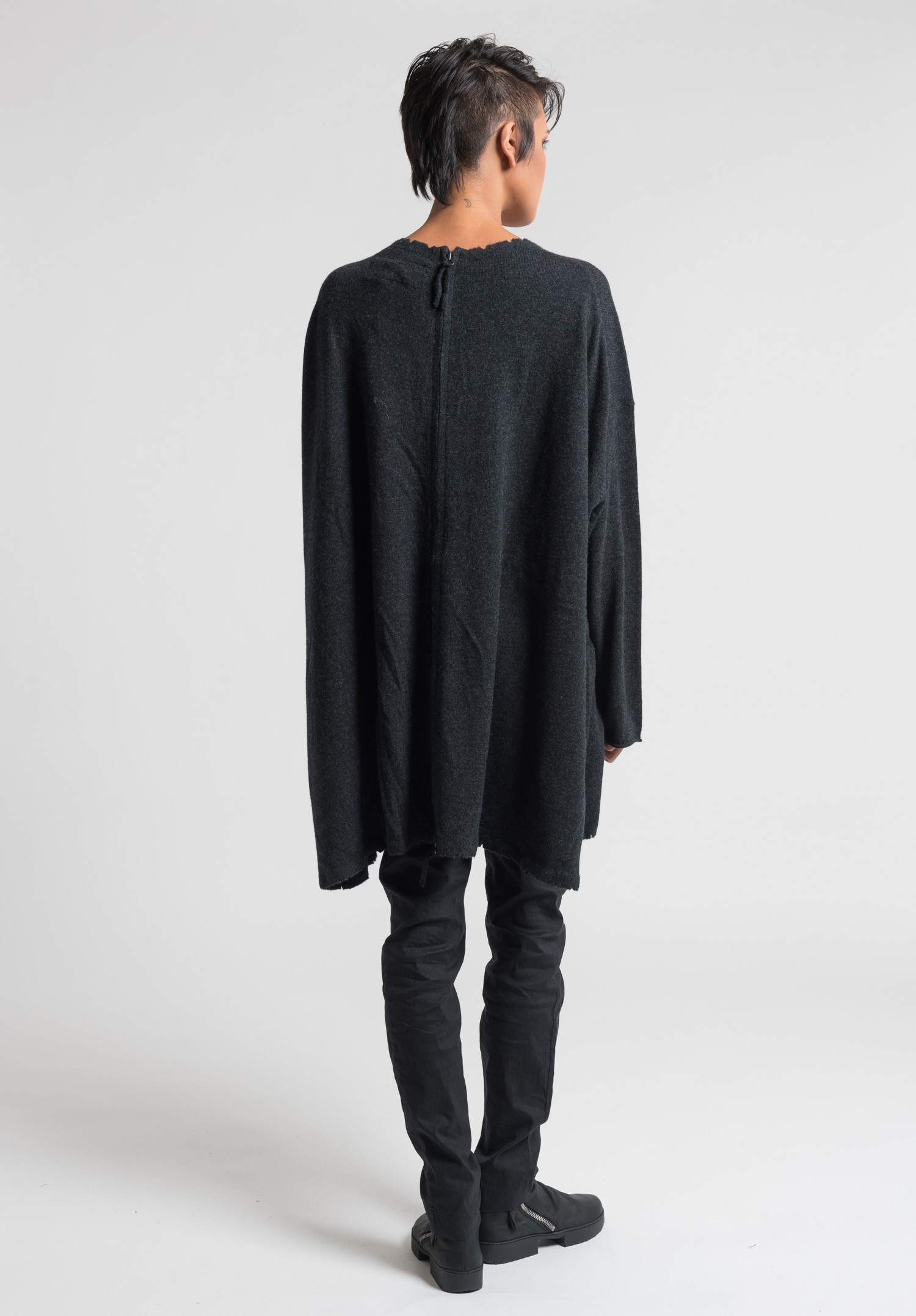 Rundholz Dip Zipper  Back  Knitted Tunic  in Charcoal Santa 