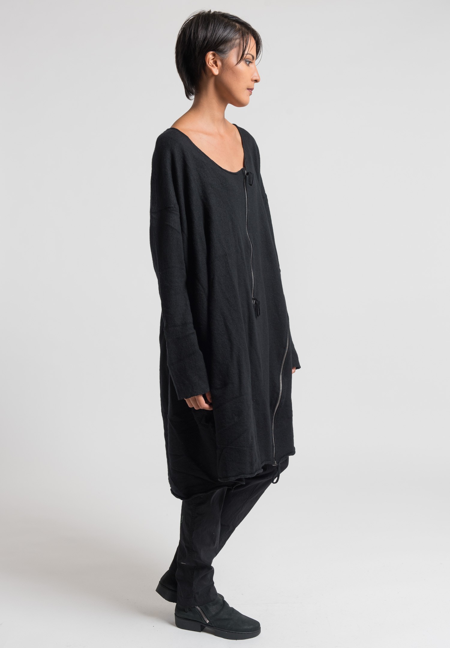 Rundholz Cashmere Multi Zipper  Tunic  in Black  Santa Fe 