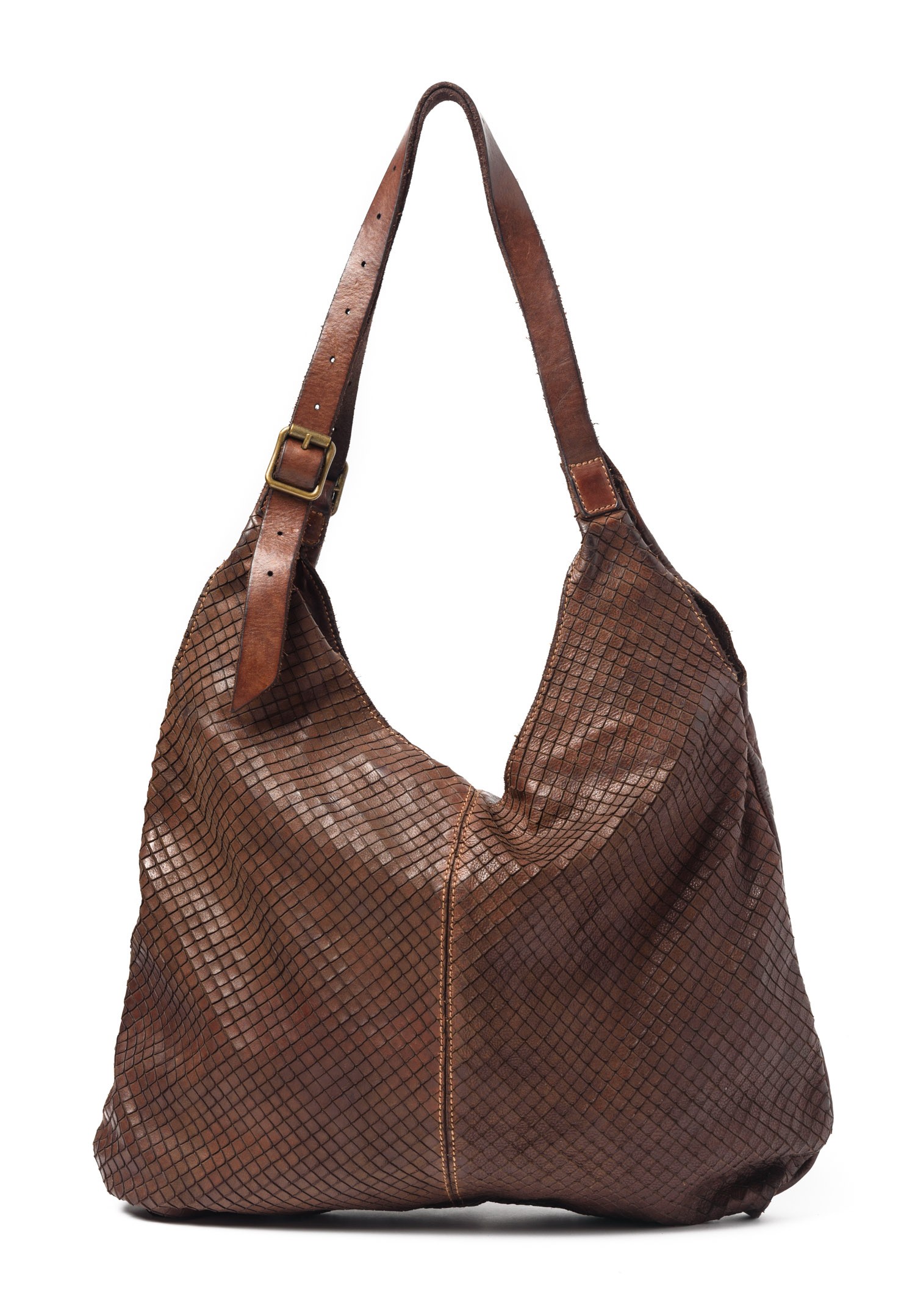 Campomaggi Scored Leather Hobo Bag in Dark Brown | Santa Fe Dry Goods ...