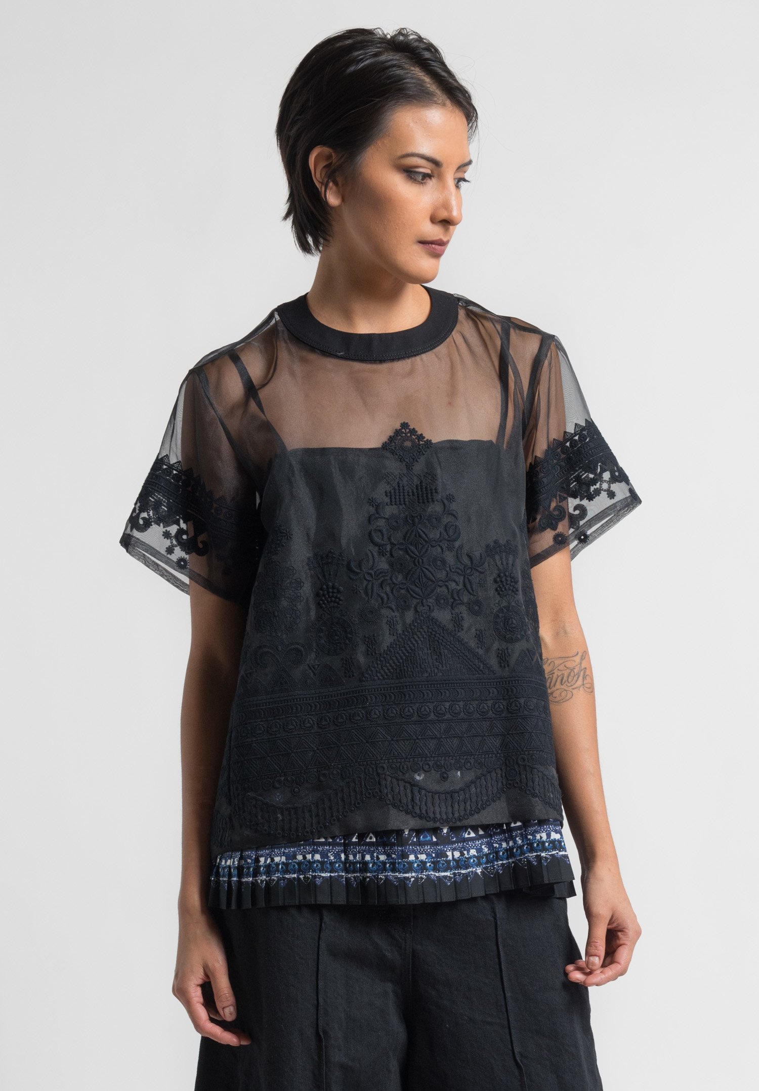 Sacai Tribal Lace Shirt in Black | Santa Fe Dry Goods Trippen, Rundholz ...