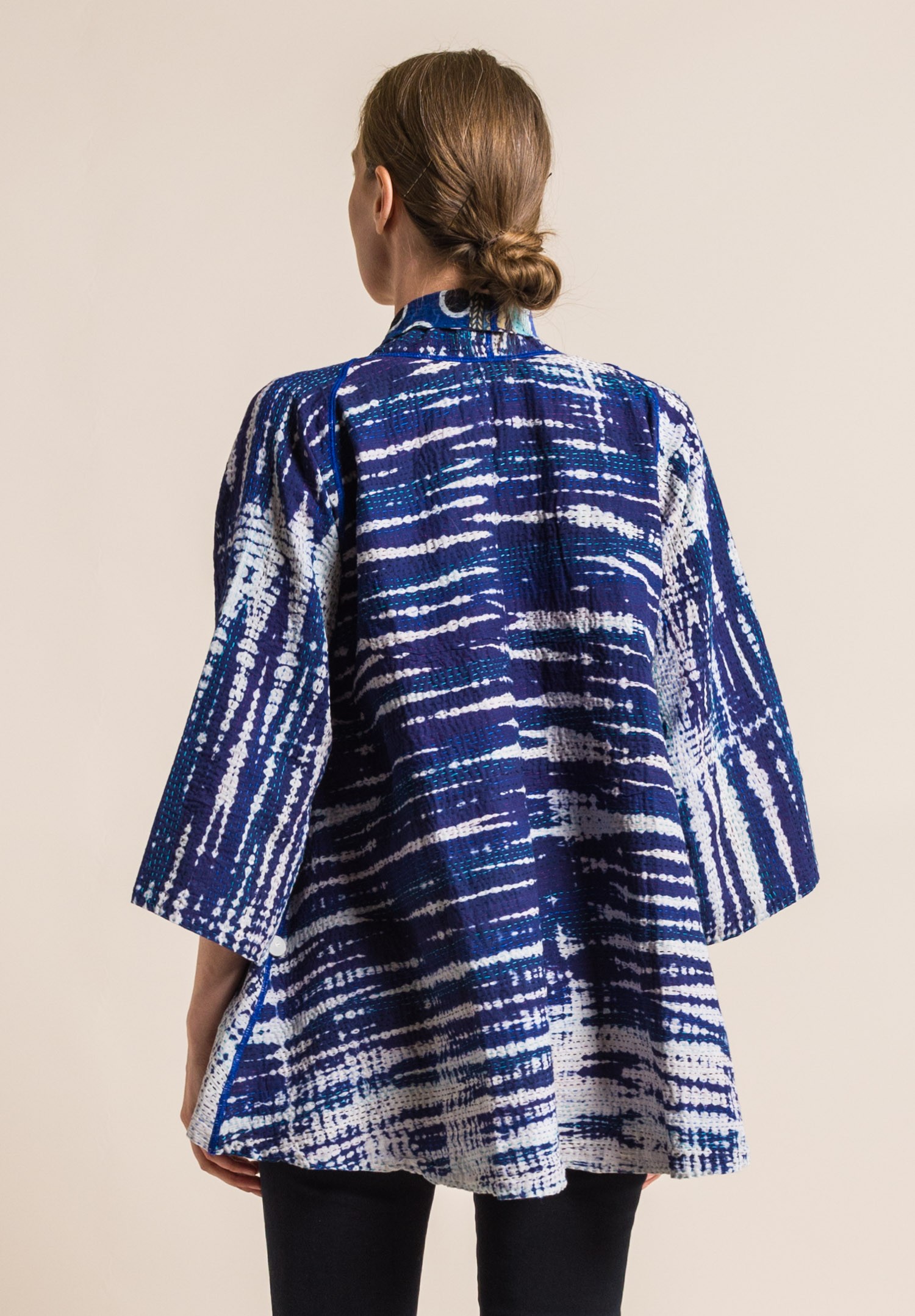 Mieko Mintz 2-Layer Indigo Stream Shibori Kimono Jacket | Santa Fe Dry ...