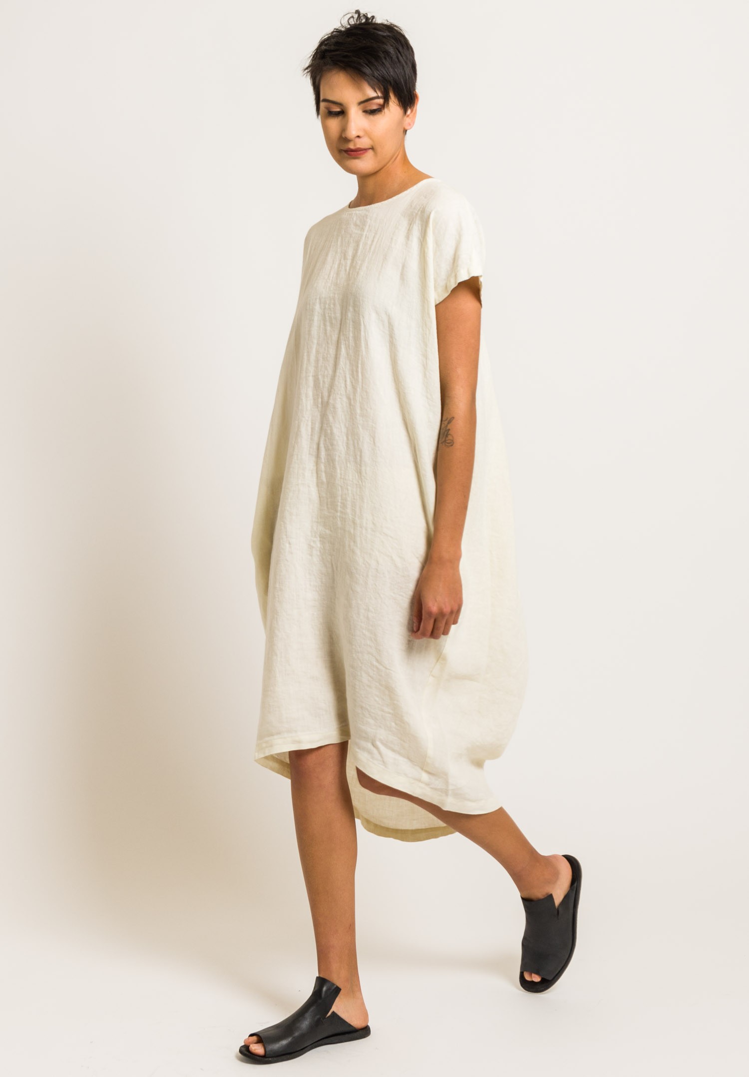 black crane pleated cocoon dress