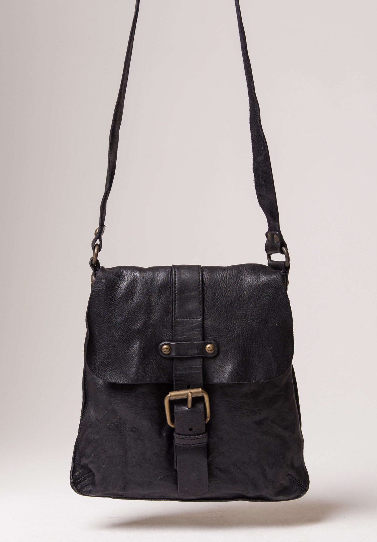 Campomaggi Crossbody Bag with Buckle in Black | Santa Fe Dry Goods ...