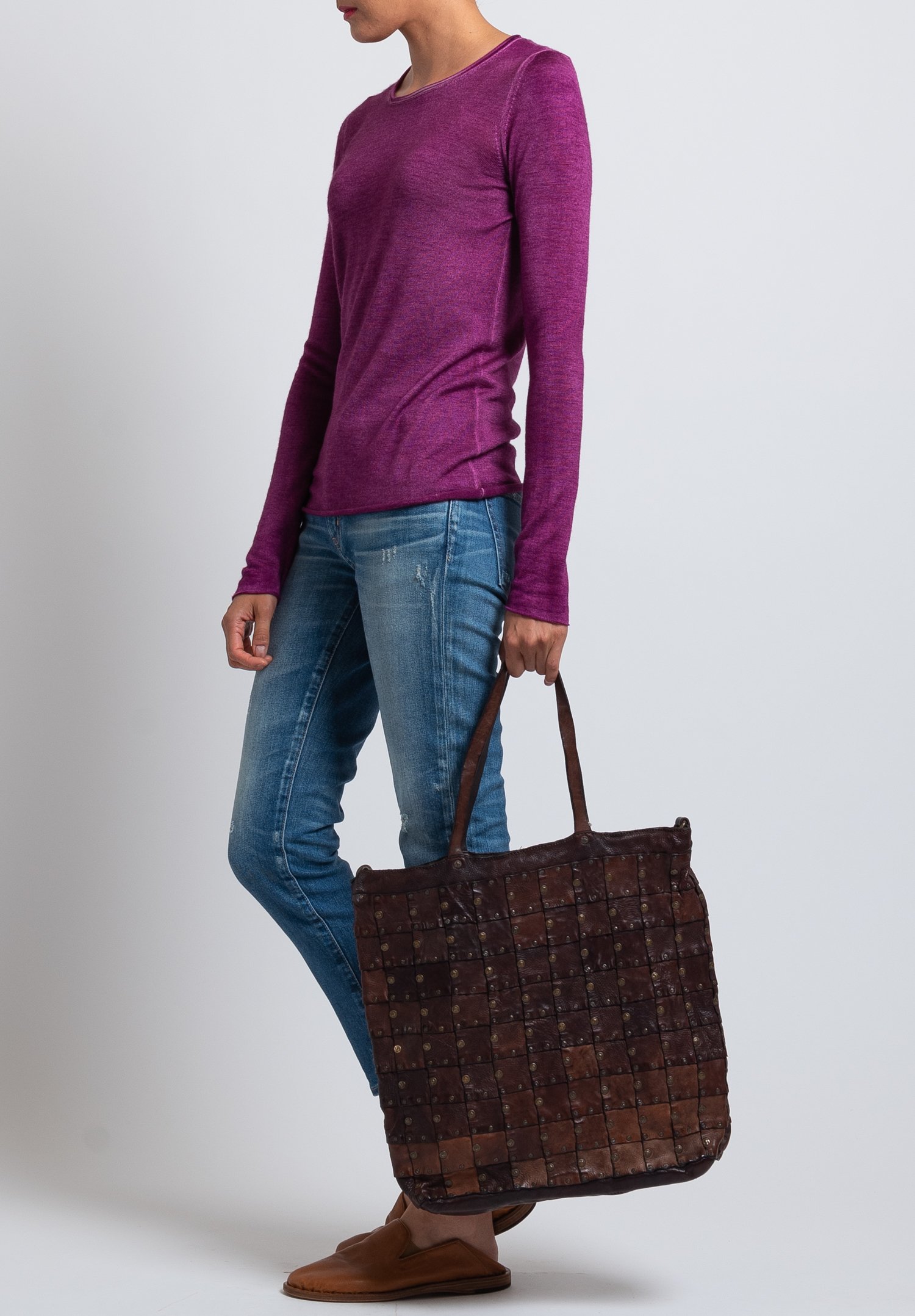 Campomaggi Patchwork Studded Shopping Bag in Brown | Santa Fe Dry Goods ...