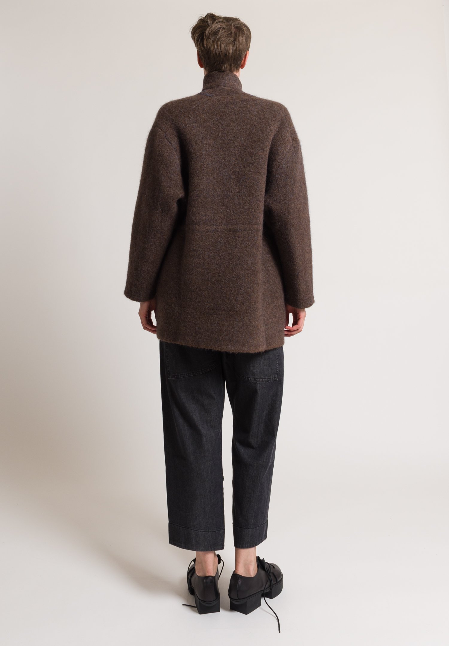 Boboutic Short Knit Yak & Wool Coat in Brown Santa Fe Dry Goods