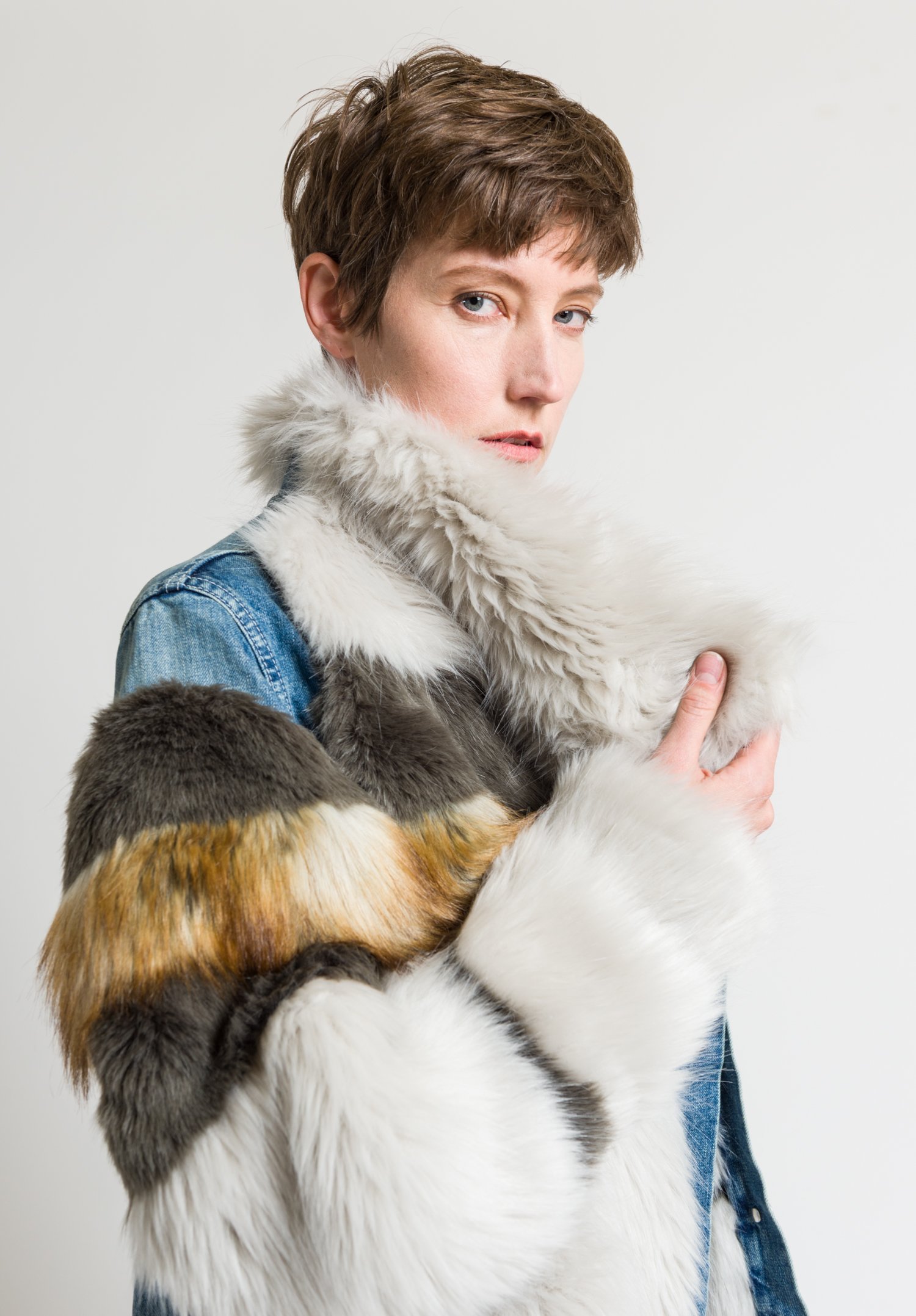 sacai denim fur jacket