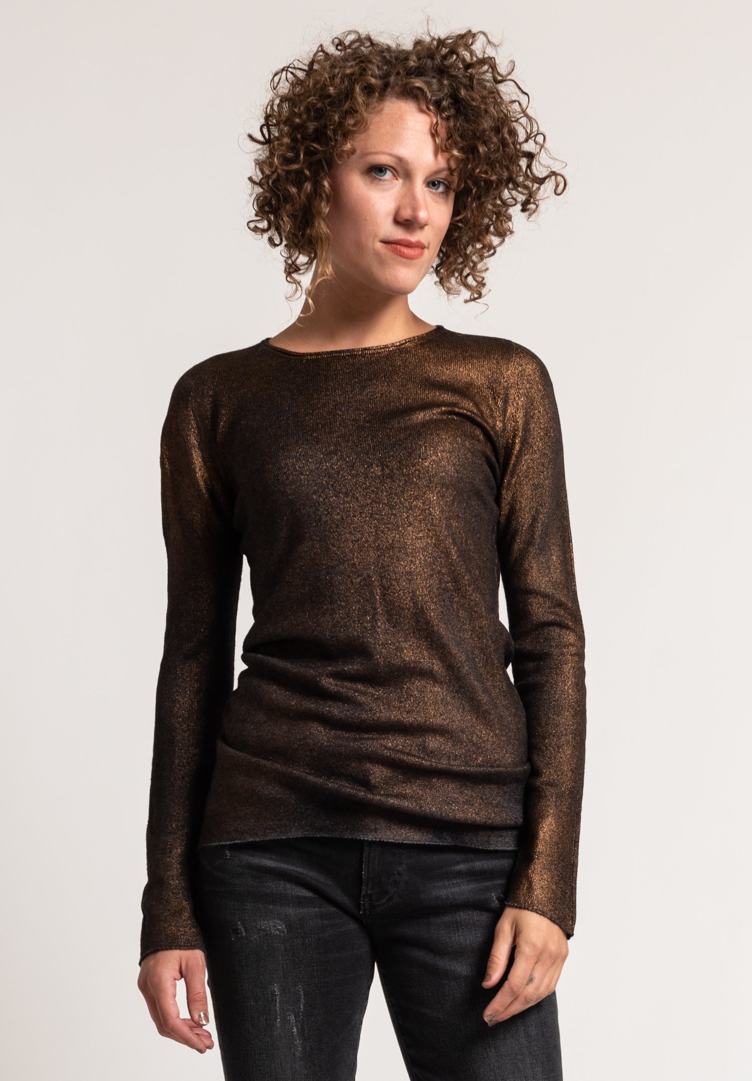 metallic sweater in black/chocolate