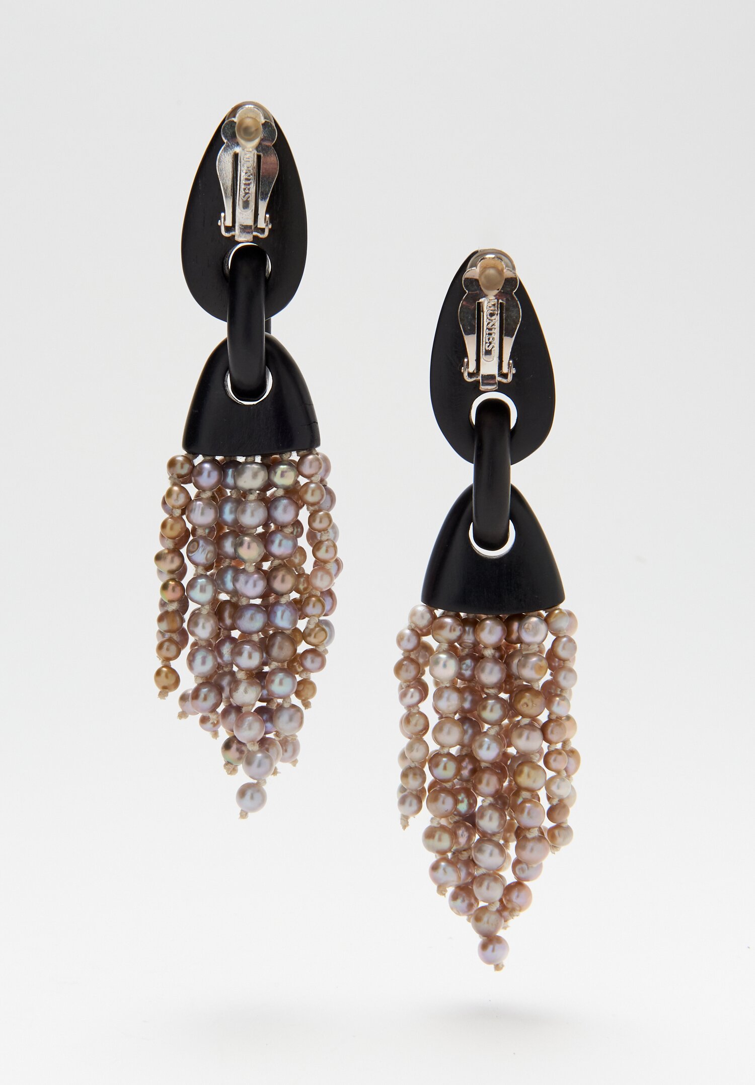 Monies Ebony, Pearl Dangle Clip On Earrings | Santa Fe Dry Goods ...