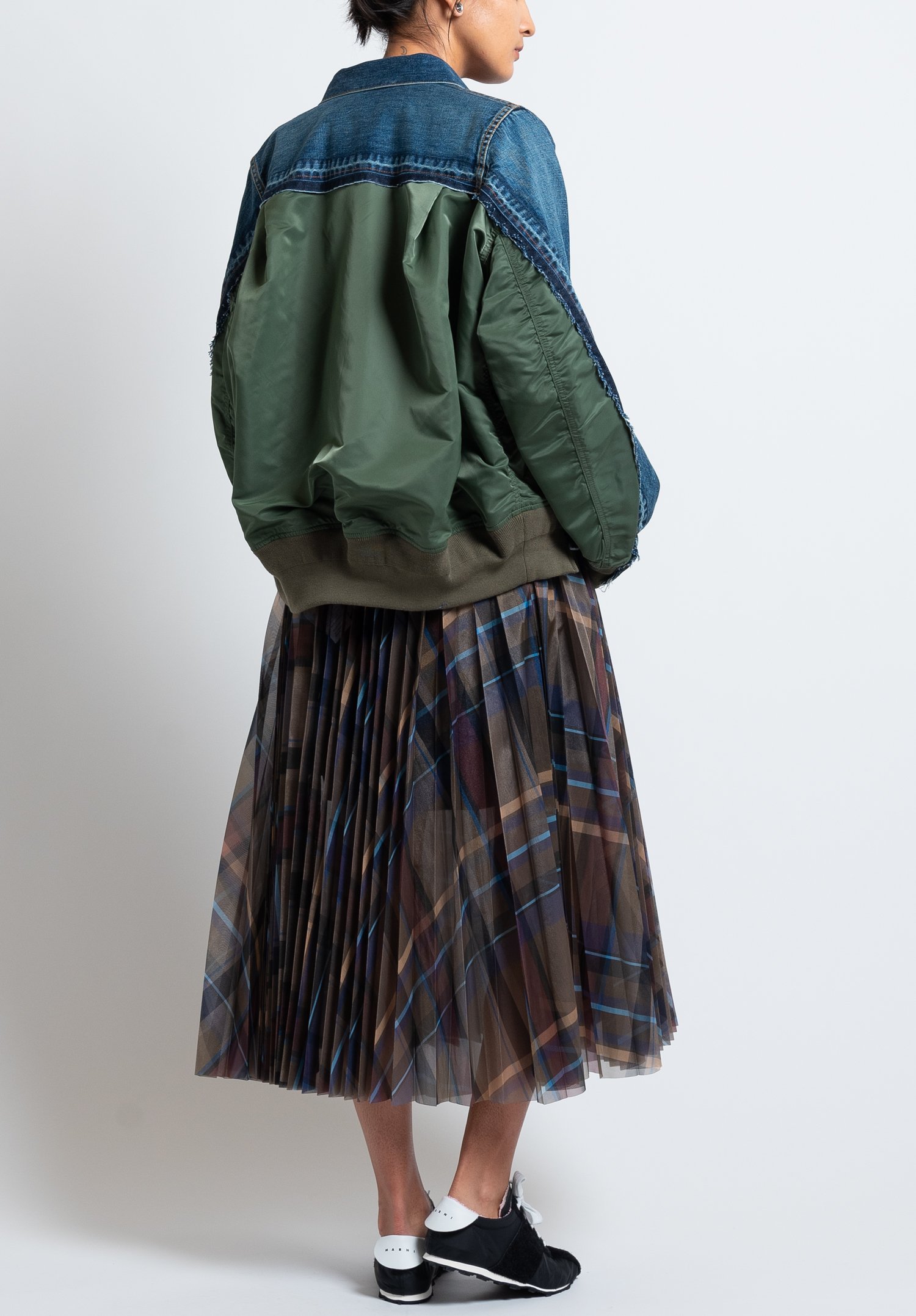 Sacai Denim/Nylon Multi-Fabric Jacket in Blue/Khaki | Santa Fe Dry