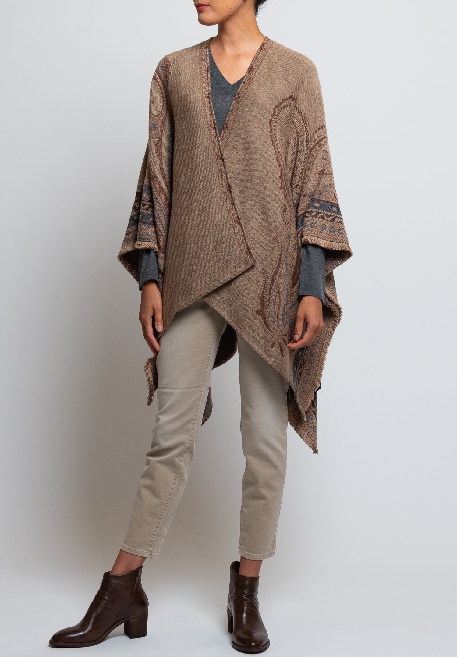 Etro Paisley Fringe Cape in Brown | Santa Fe Dry Goods . Workshop ...