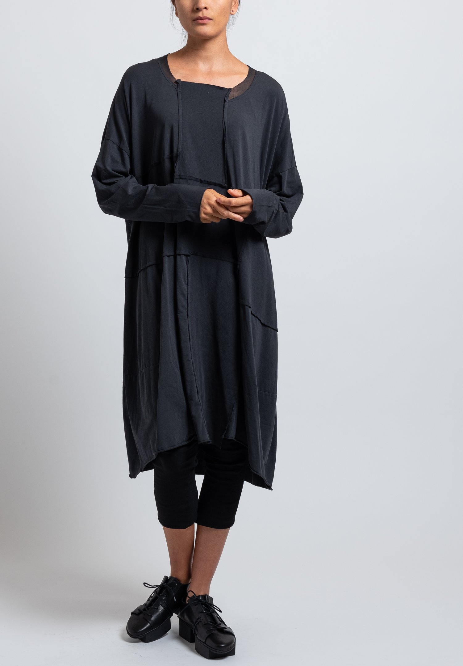 Rundholz Black Label Oversized Bonded Mesh Dress in Dark Grey | Santa ...