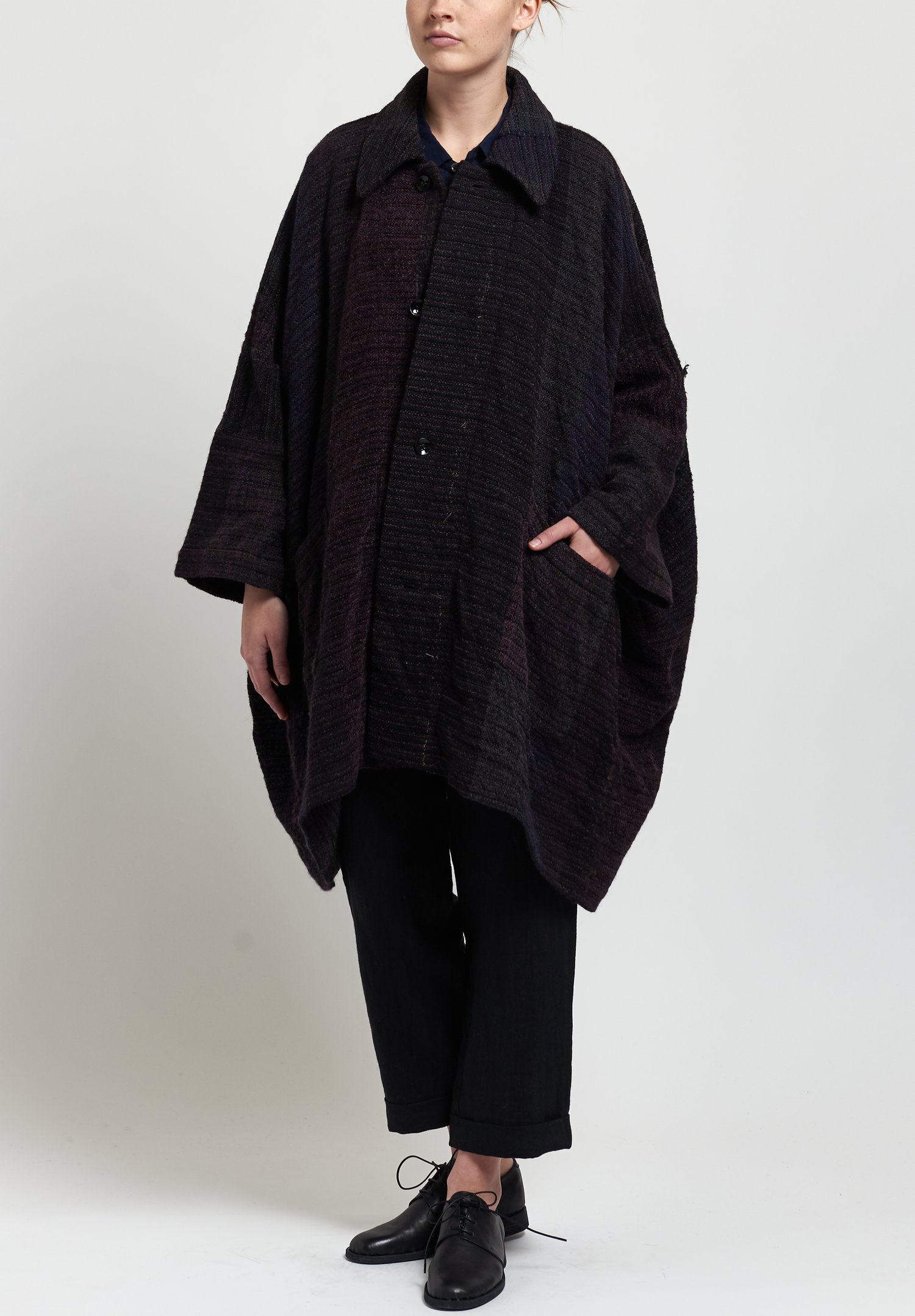 Kaval Handwoven Big Haori Coat in Mixed Purple | Santa Fe Dry Goods ...