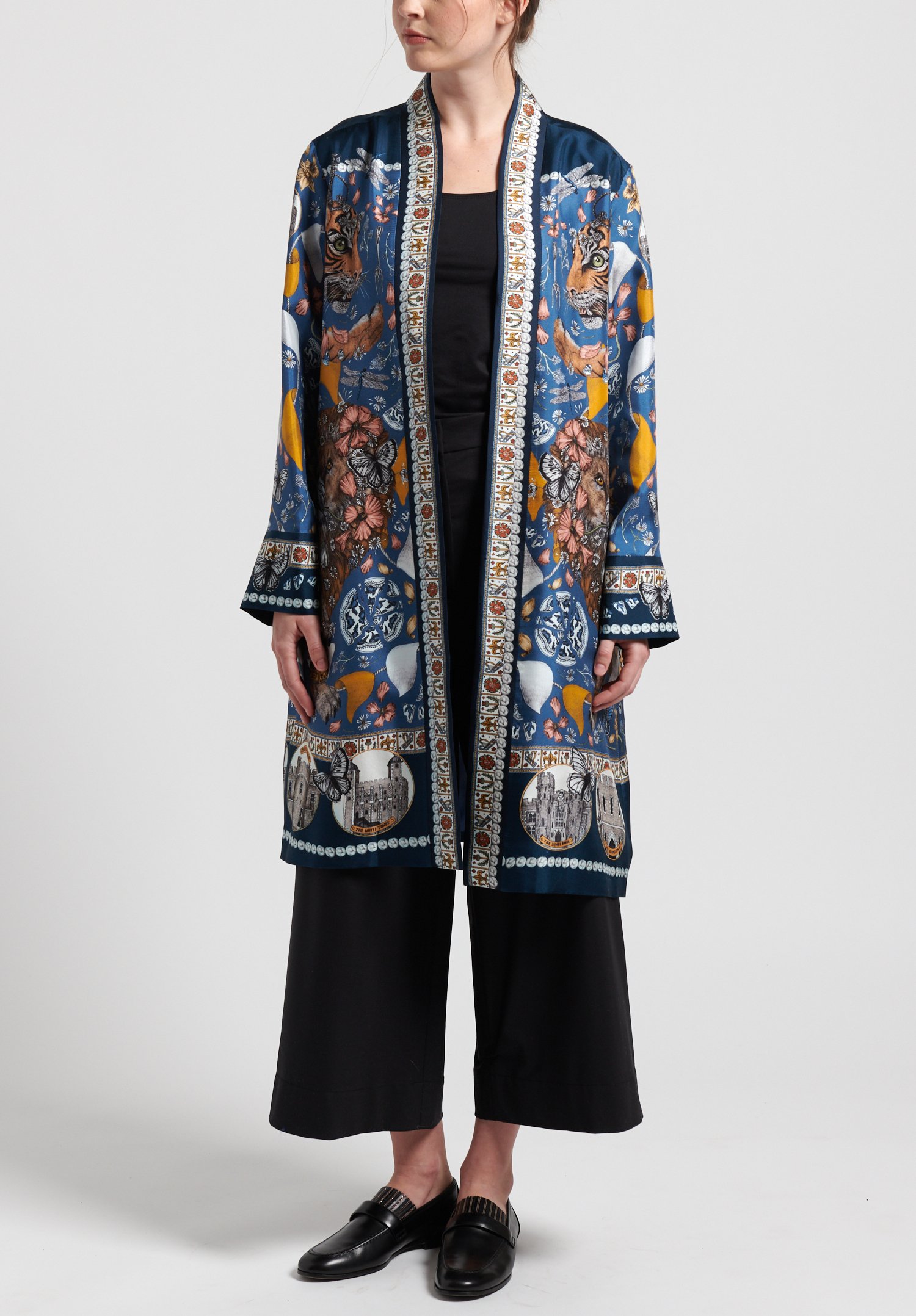 Sabina Savage Silk The Lion and Tiger's Tea Party Midi Jacket in ...