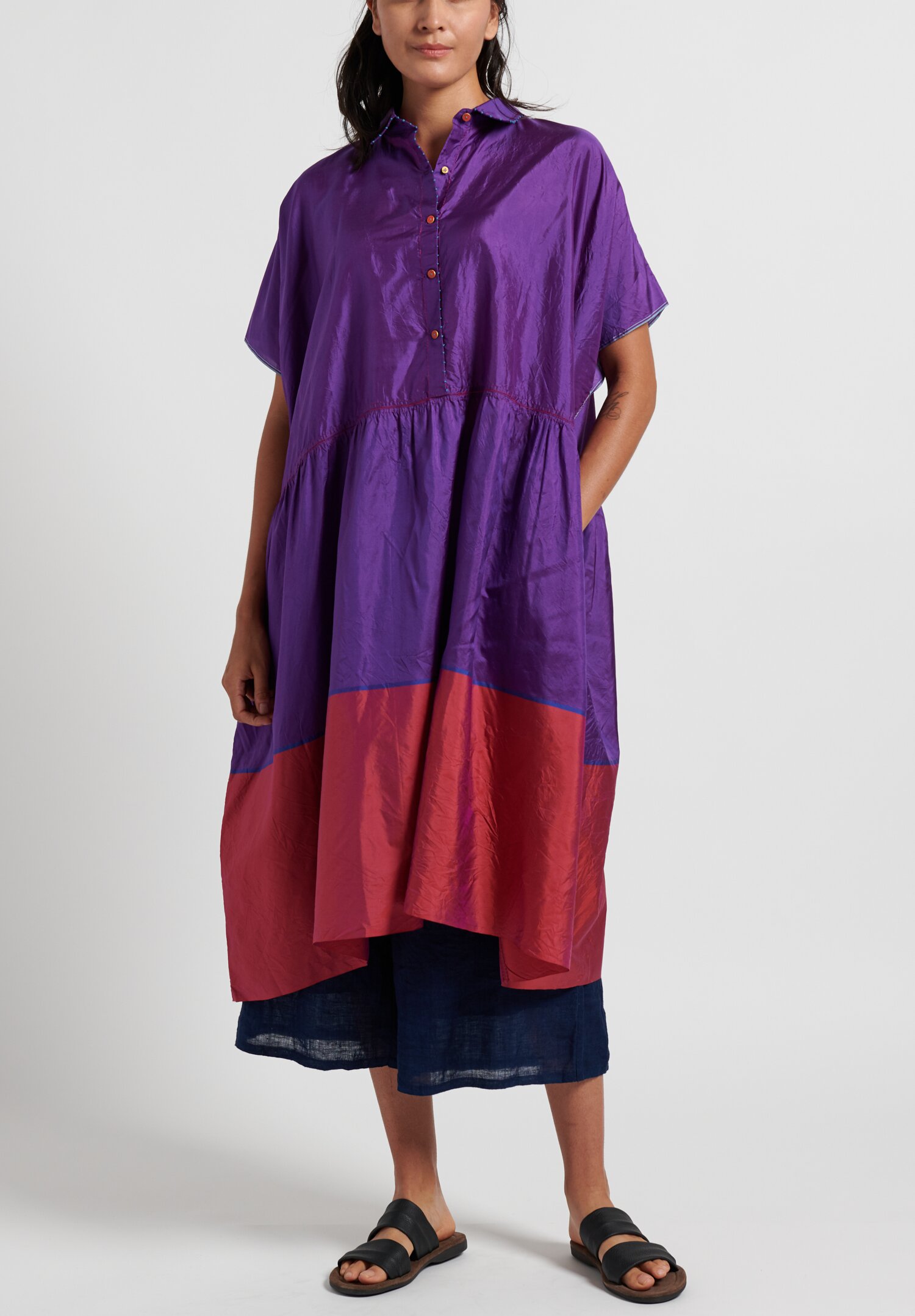 purple color block dress