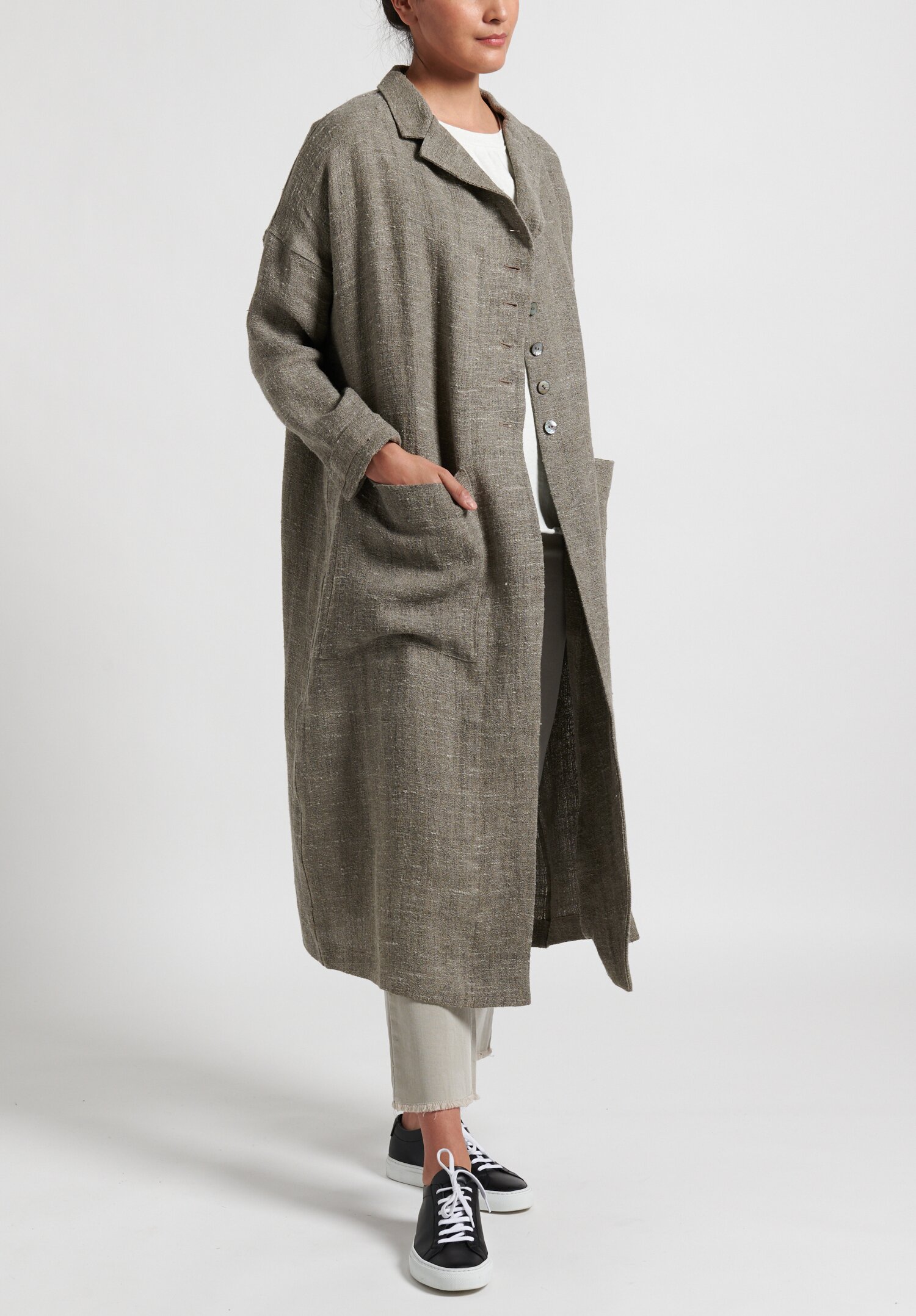 Album Di Famiglia Long Linen Coat in Grey | Santa Fe Dry Goods ...