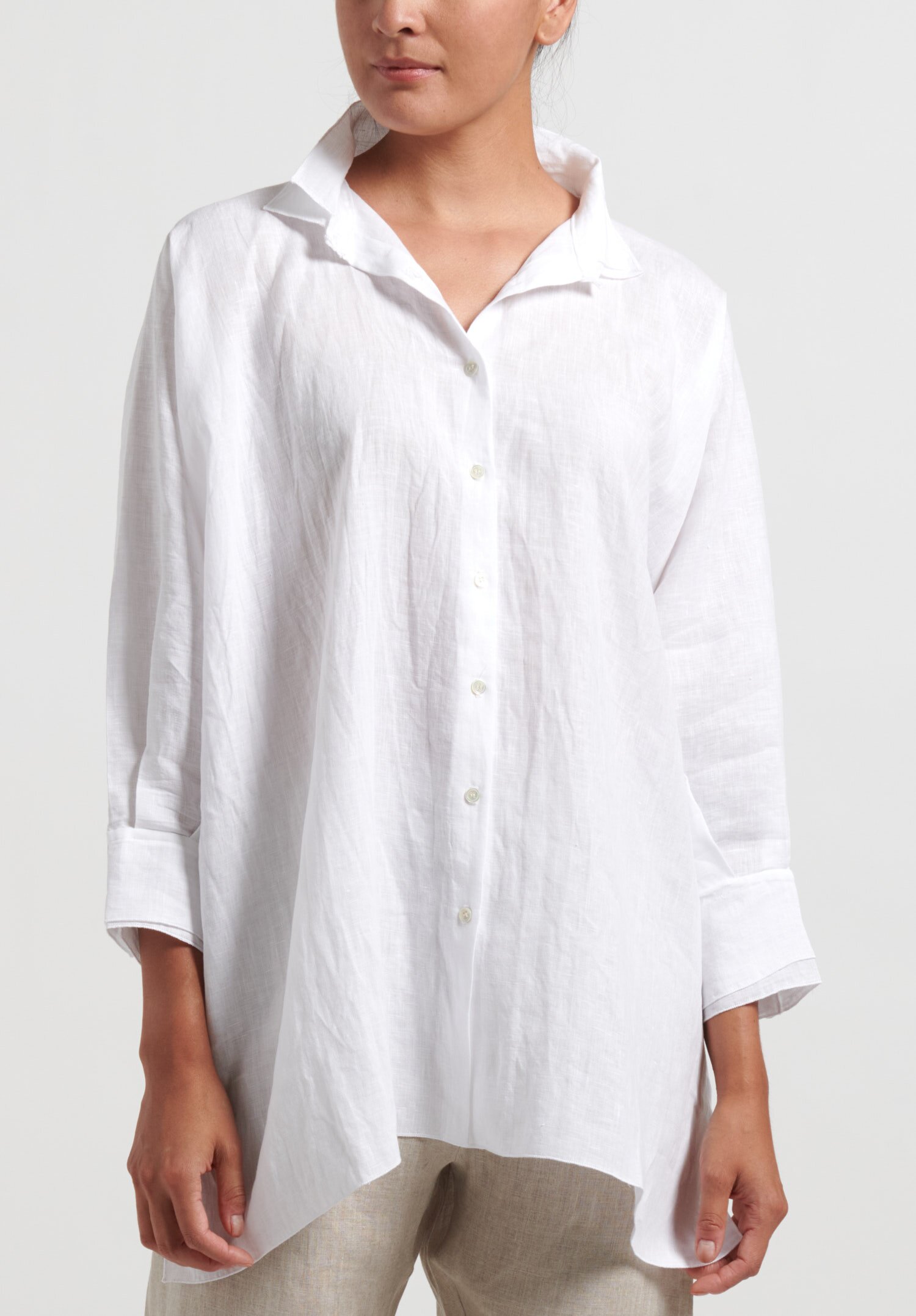 Shi Cashmere Linen Double Collar Blouse in White | Santa Fe Dry Goods ...