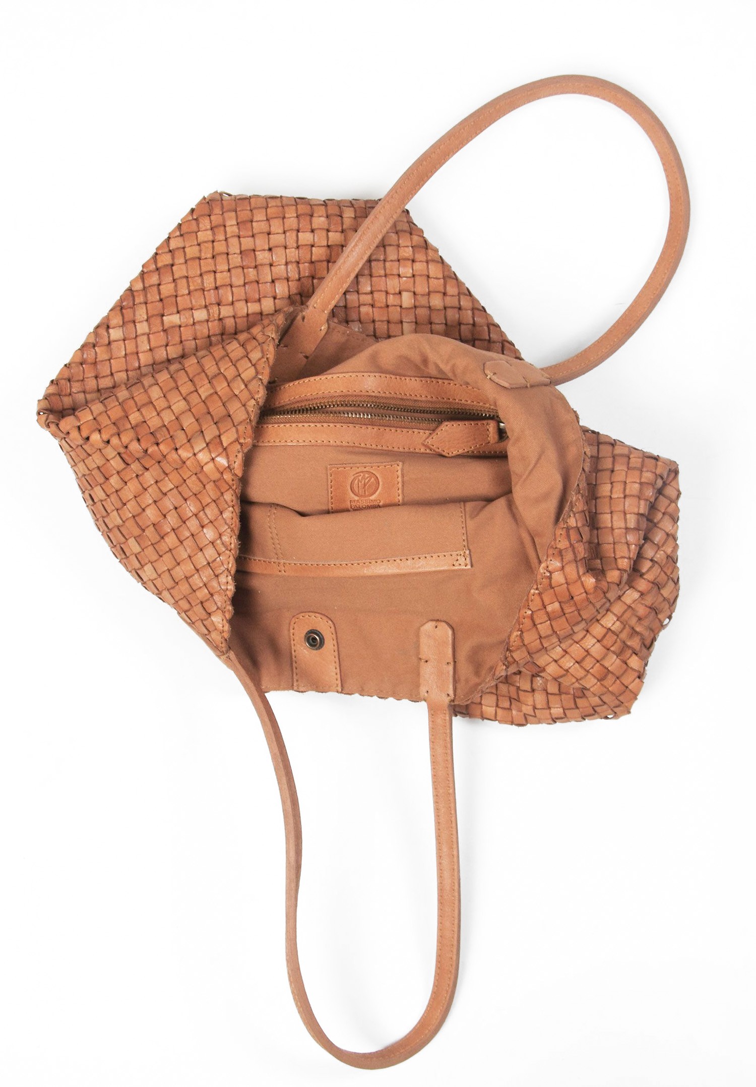 Massimo Palomba Tall Basket Weave Bag in Saddle Santa Fe Dry Goods