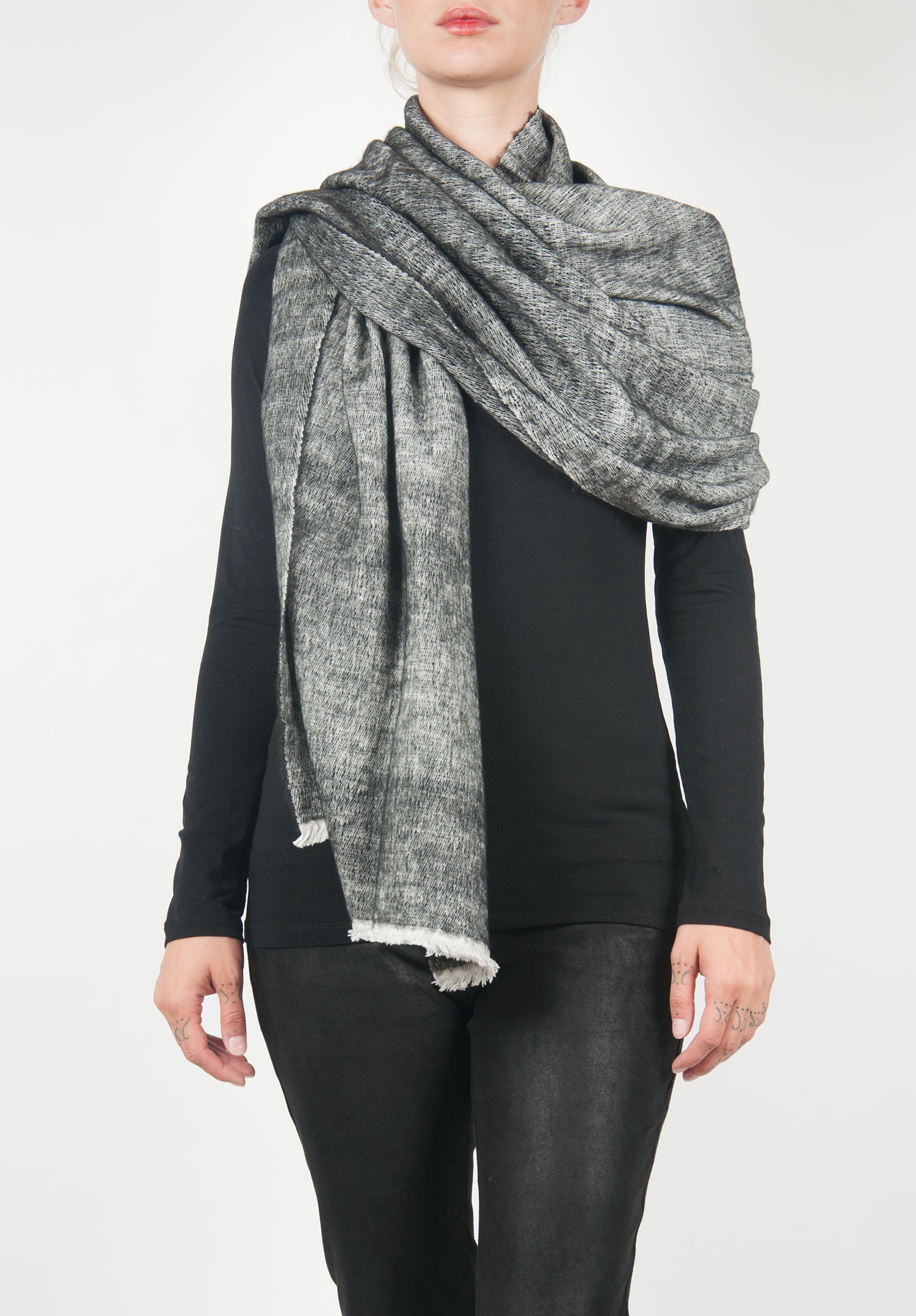 Denis Colomb Handwoven Cashmere Shawl in Black/White | Santa Fe Dry ...