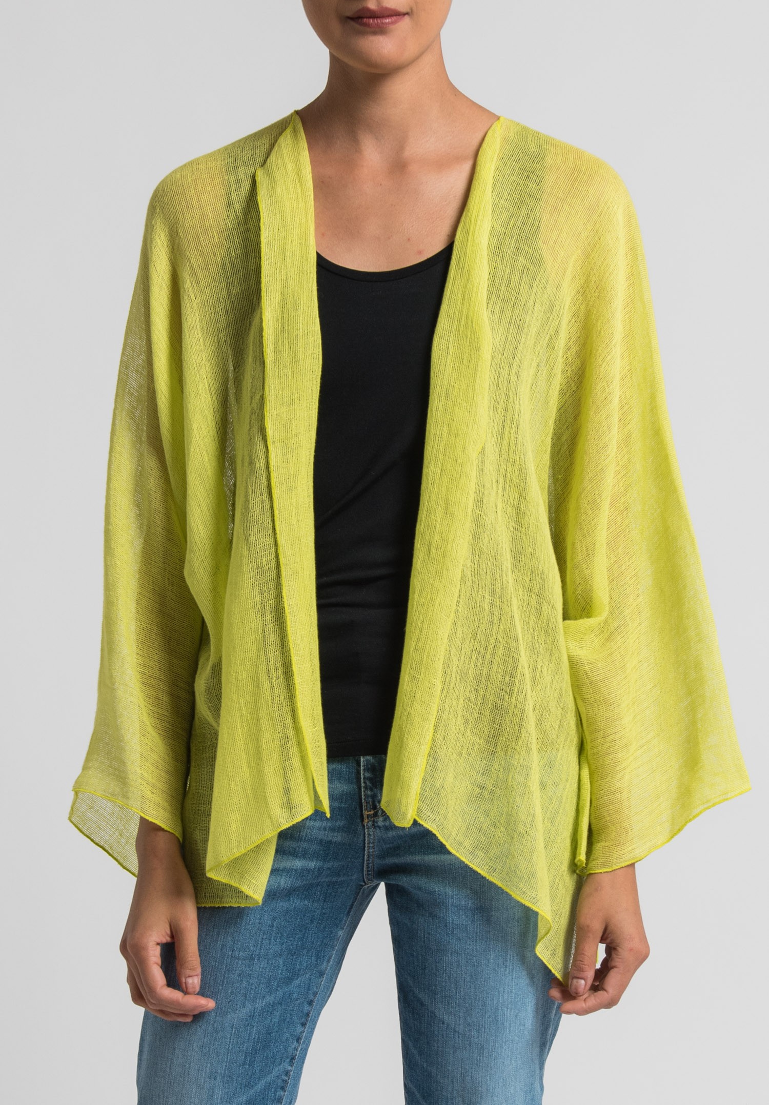 Shi Linen Gauze Open Cardigan in Lime Santa Fe Dry Goods . . Wild Life