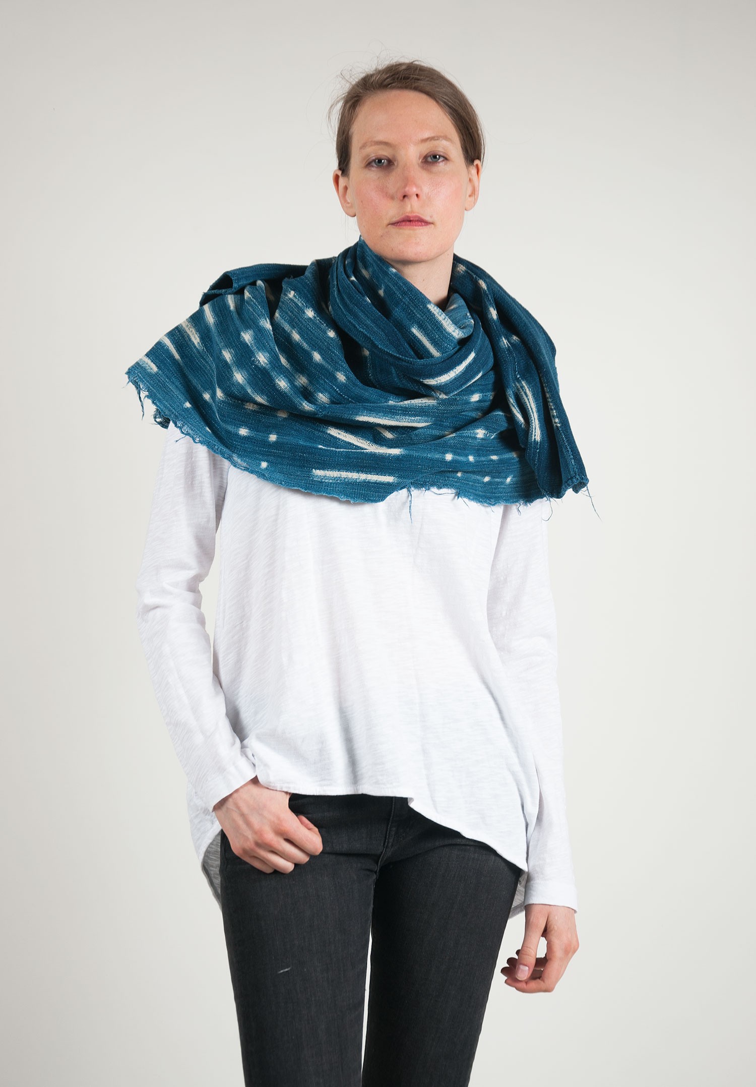 West African Indigo Resist Dye Pattern Shawl | Santa Fe Dry Goods ...