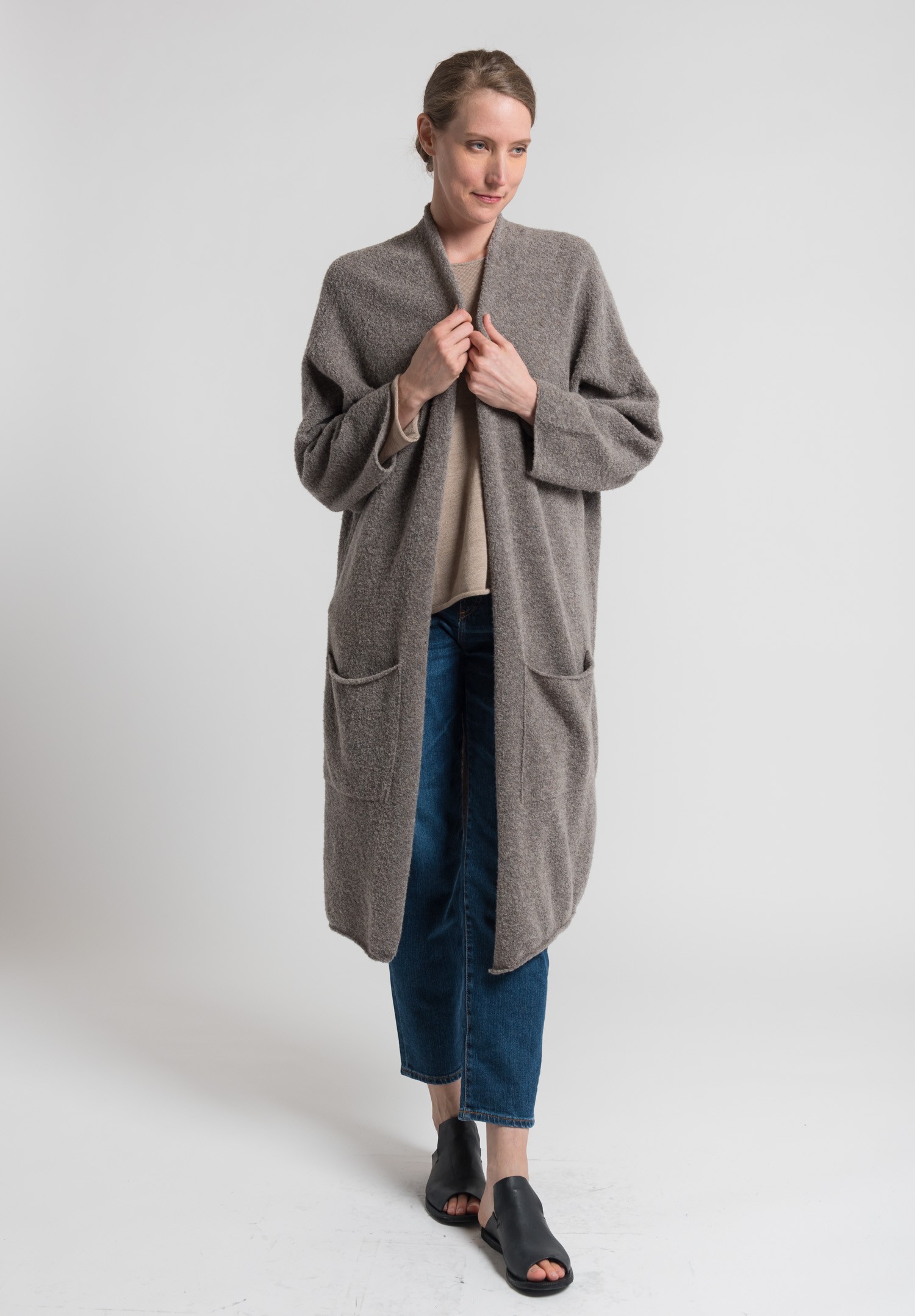 Eskandar Open Very Long Cardigan in Light Bison | Santa Fe Dry Goods ...