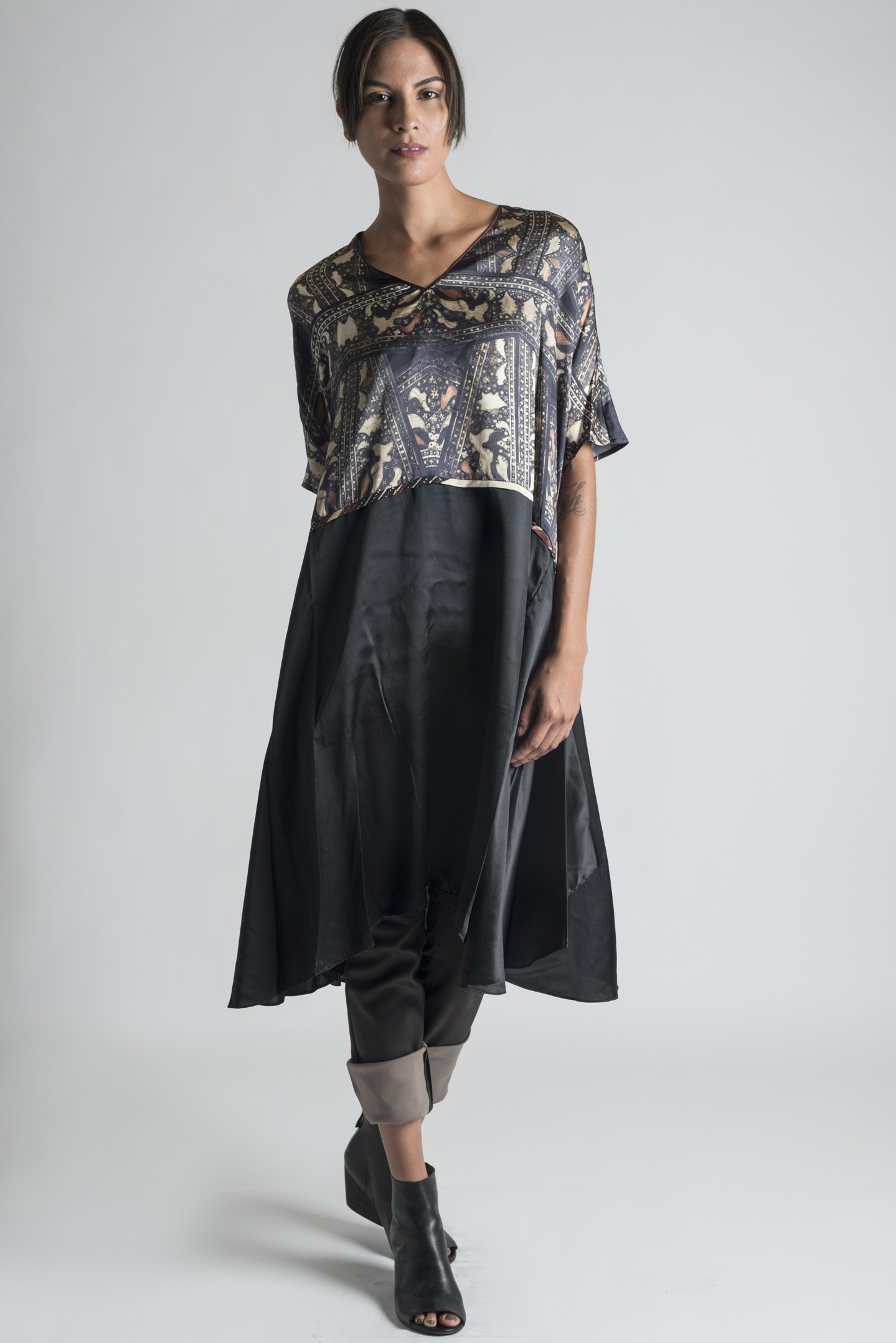 Gary Graham Zanzibar Byzantine Print Silk Tunic Dress in Multi | Santa ...