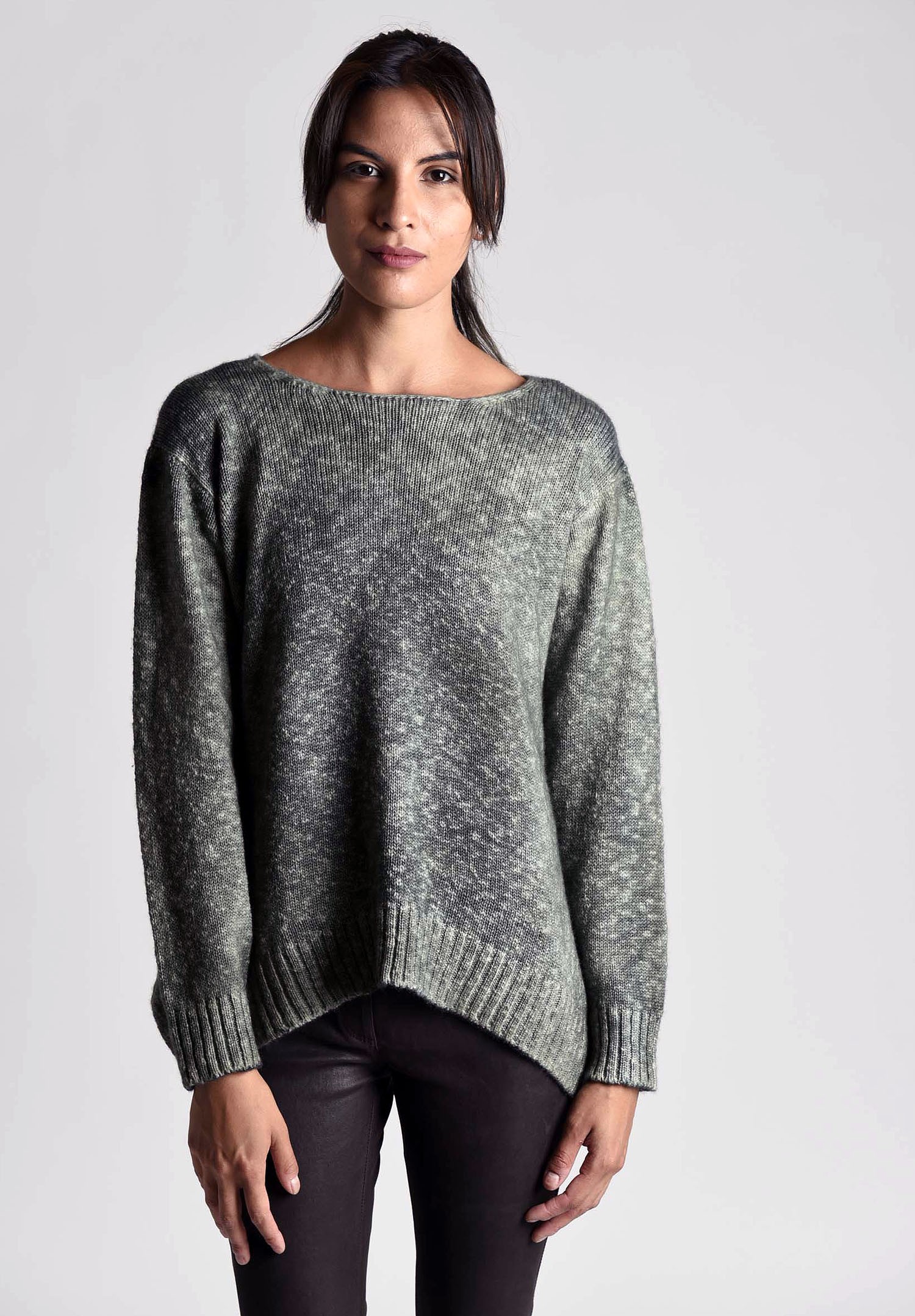 f Cashmere Daino Wide Neck A-Line Cashmere Sweater in Ottanio | Santa ...