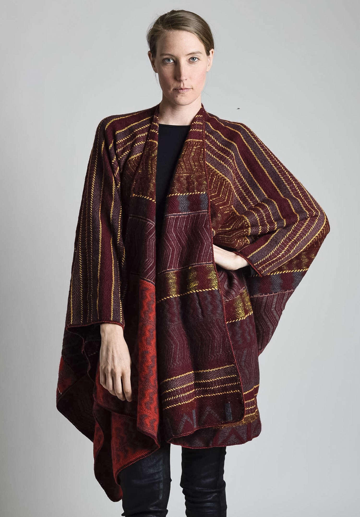 Etro Cashmere/Silk Striped Poncho in Red | Santa Fe Dry Goods Trippen ...