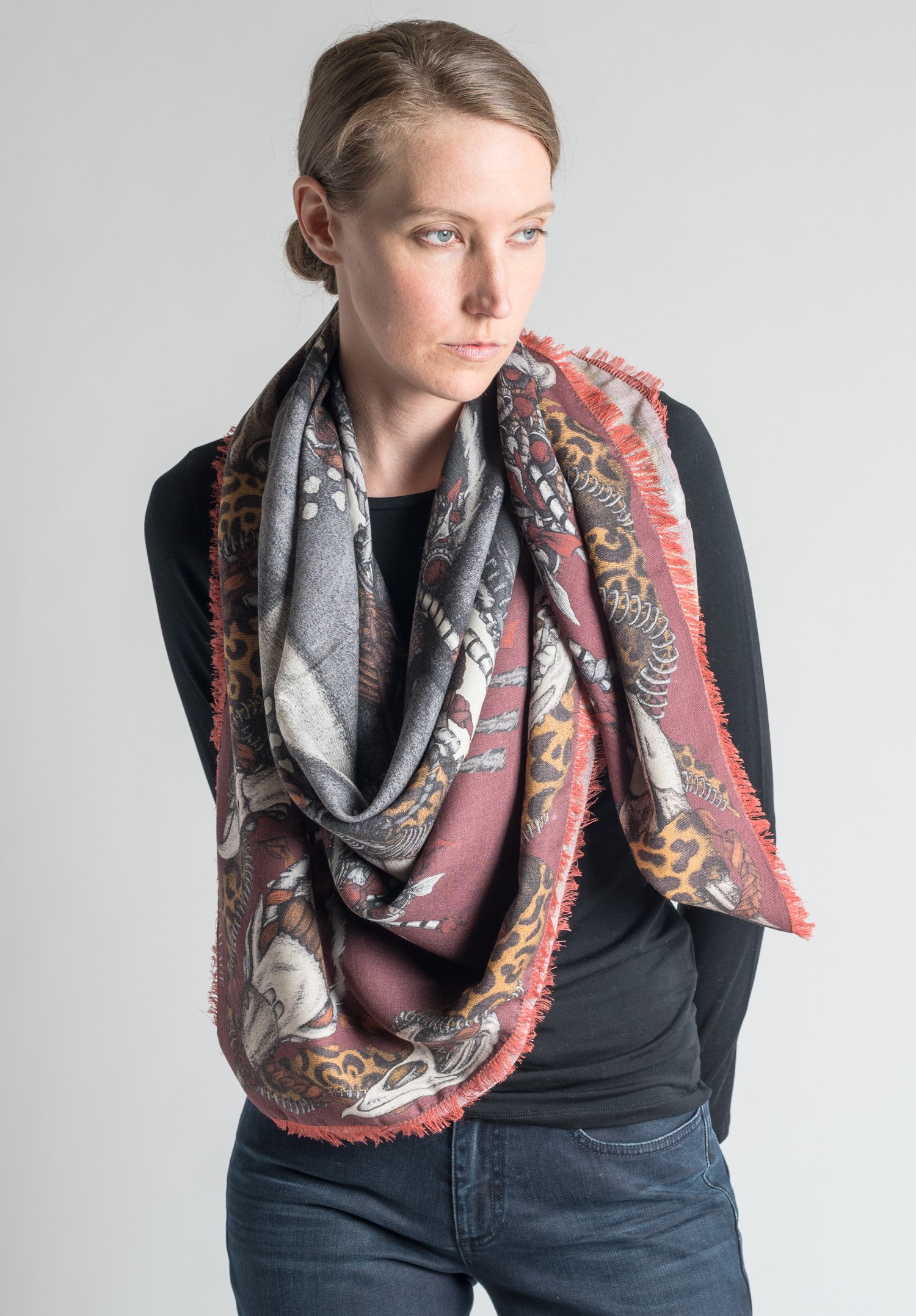 Sabina Savage Mursi Shawl in Burgundy & Charcoal | Santa Fe Dry Goods ...