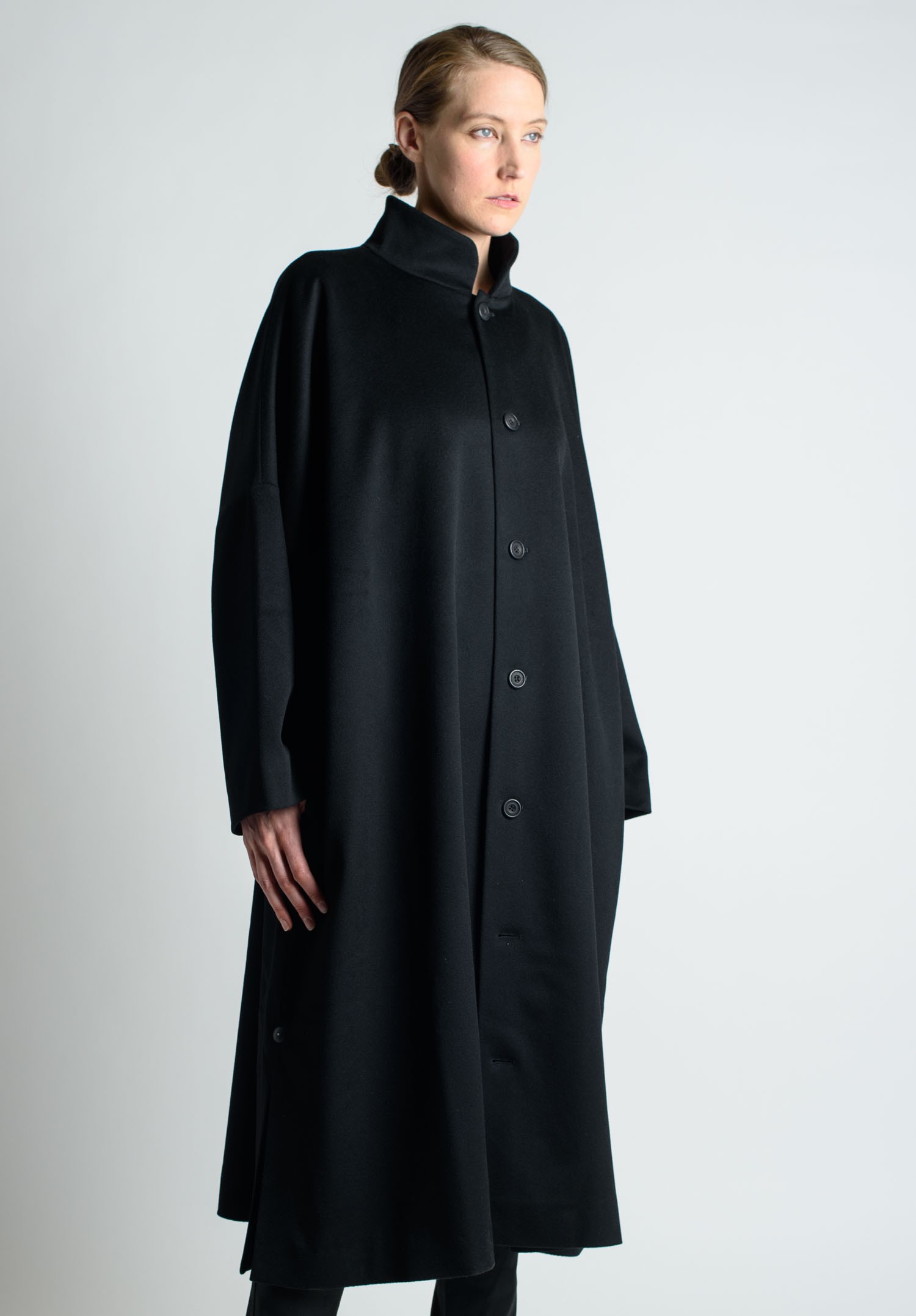 Eskandar Long Coat with Chinese Collar in Black | Santa Fe Dry Goods ...